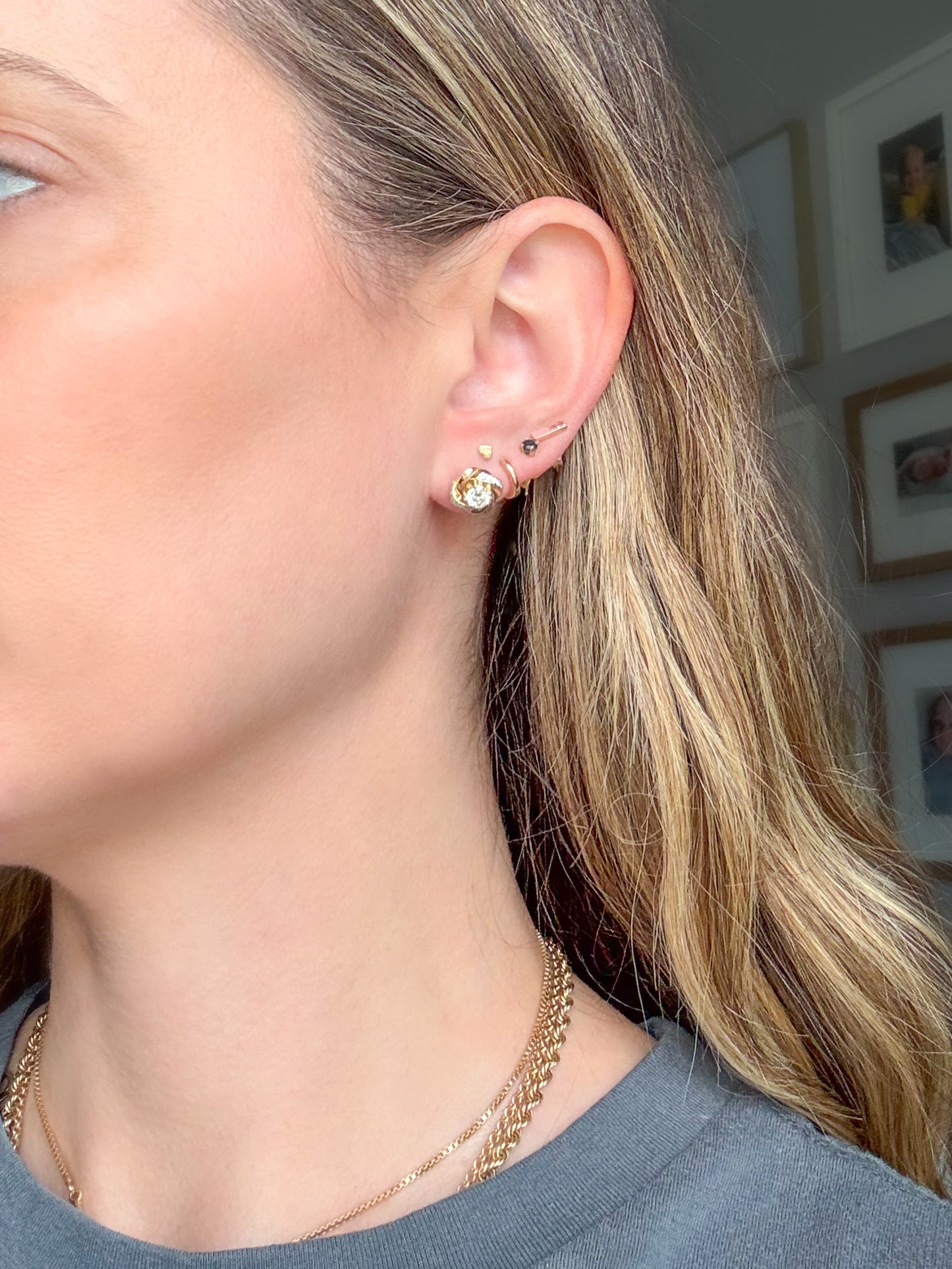 Natural Diamond 14k Yellow Gold Knot Stud Earrings