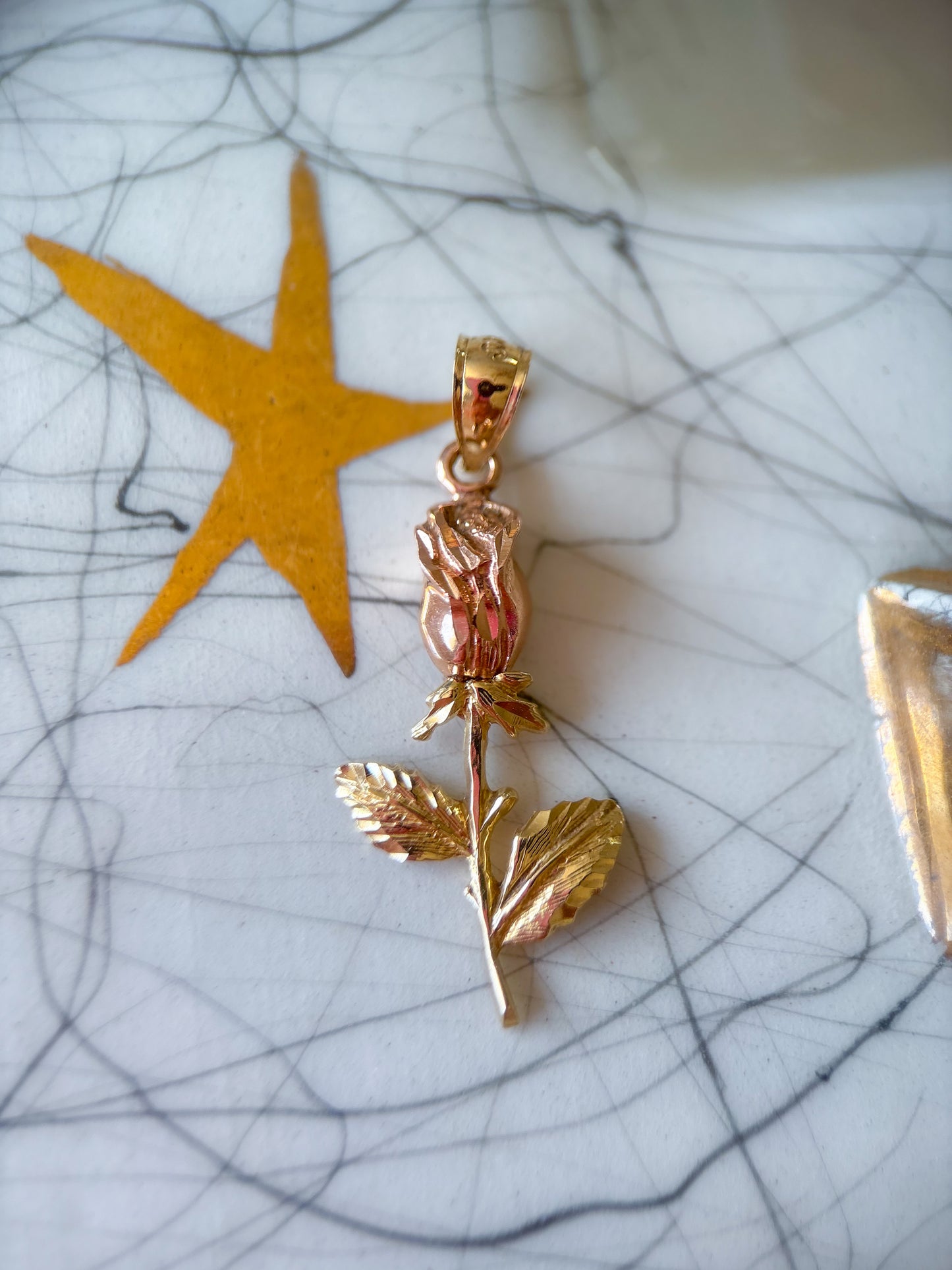 Vintage Rose Two Toned 14k Yellow and Rose Gold Charm