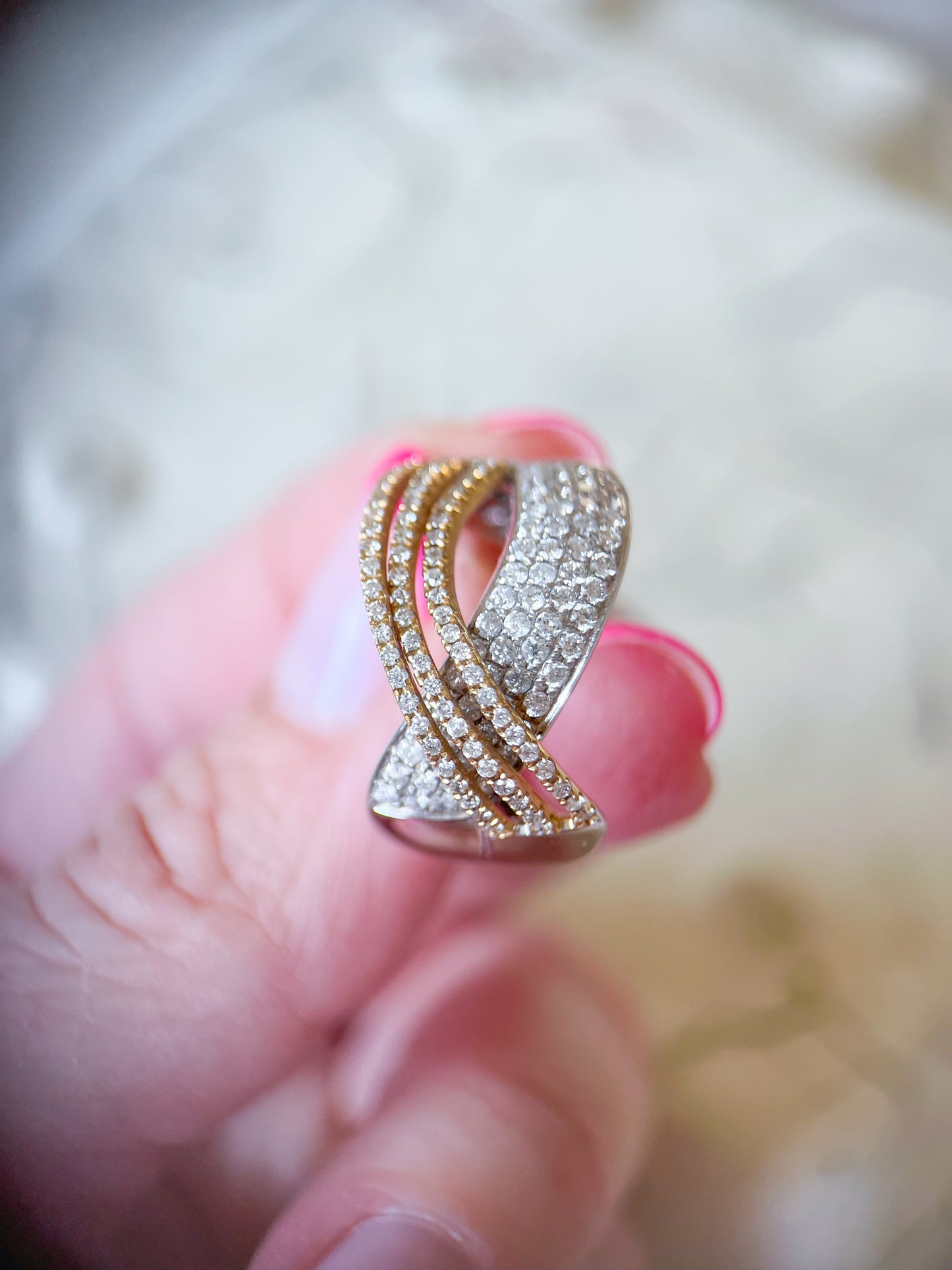 Natural Diamond Two Toned 14k Yellow and White Gold Ring