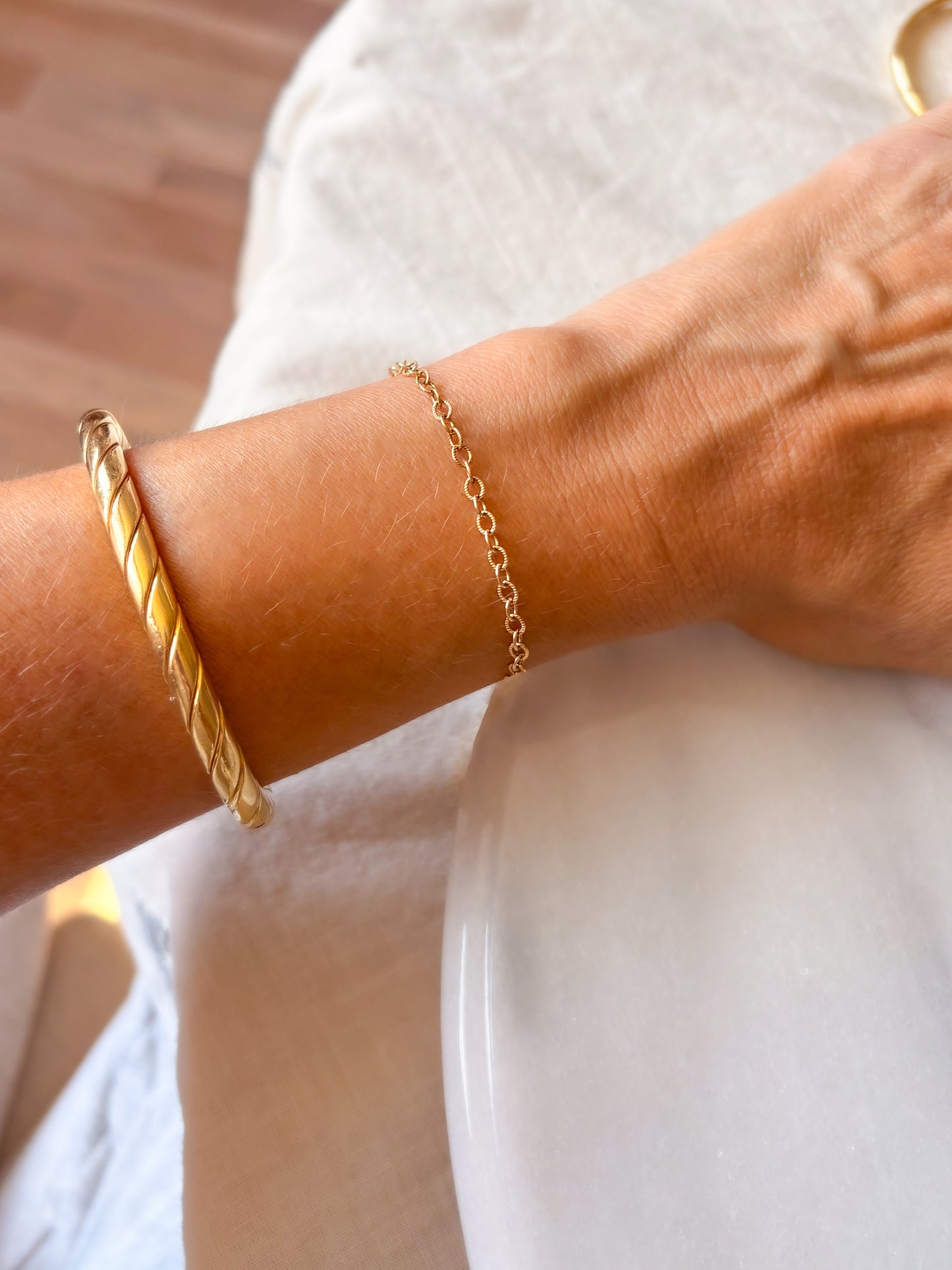 Vintage Cable Link 14k Yellow Gold 6.5 Inch Bracelet