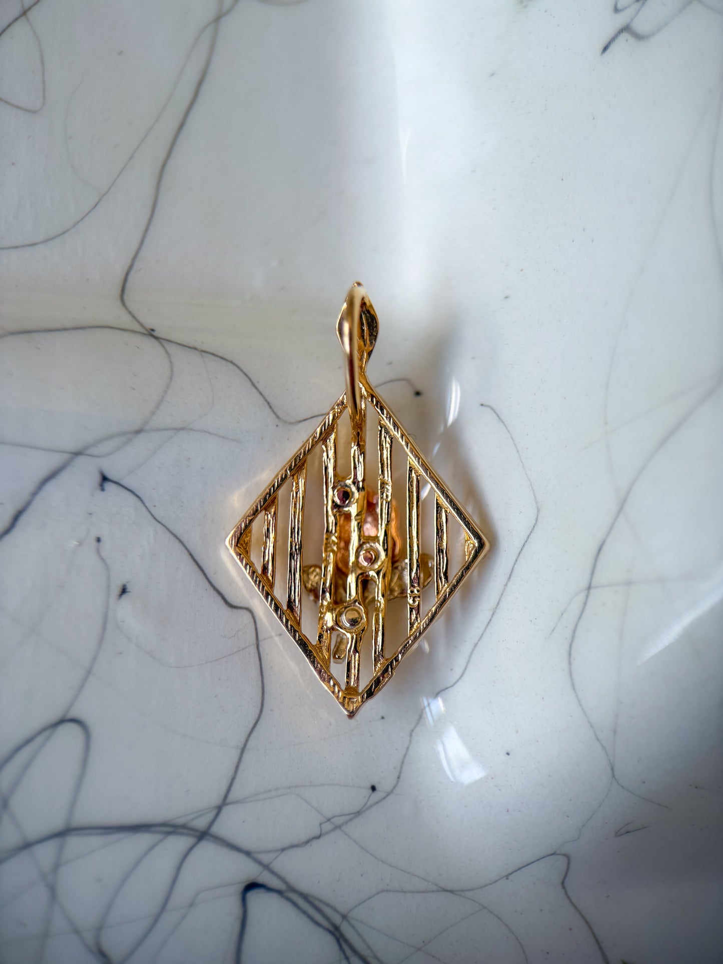 Vintage Rose 14k Yellow, White and Rose Gold Charm