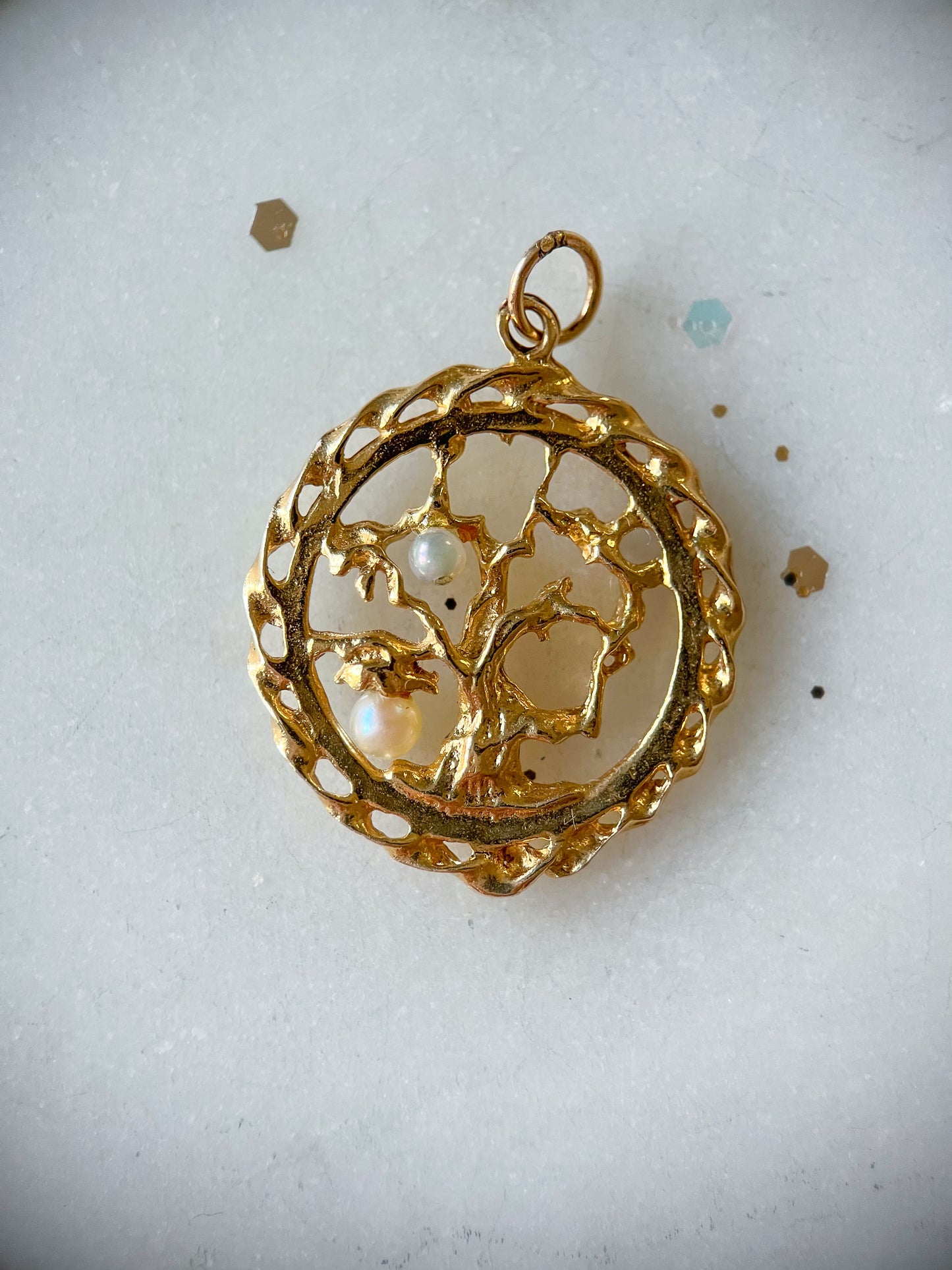 Vintage Small Filigree Hamsa 14k Yellow Gold Charm