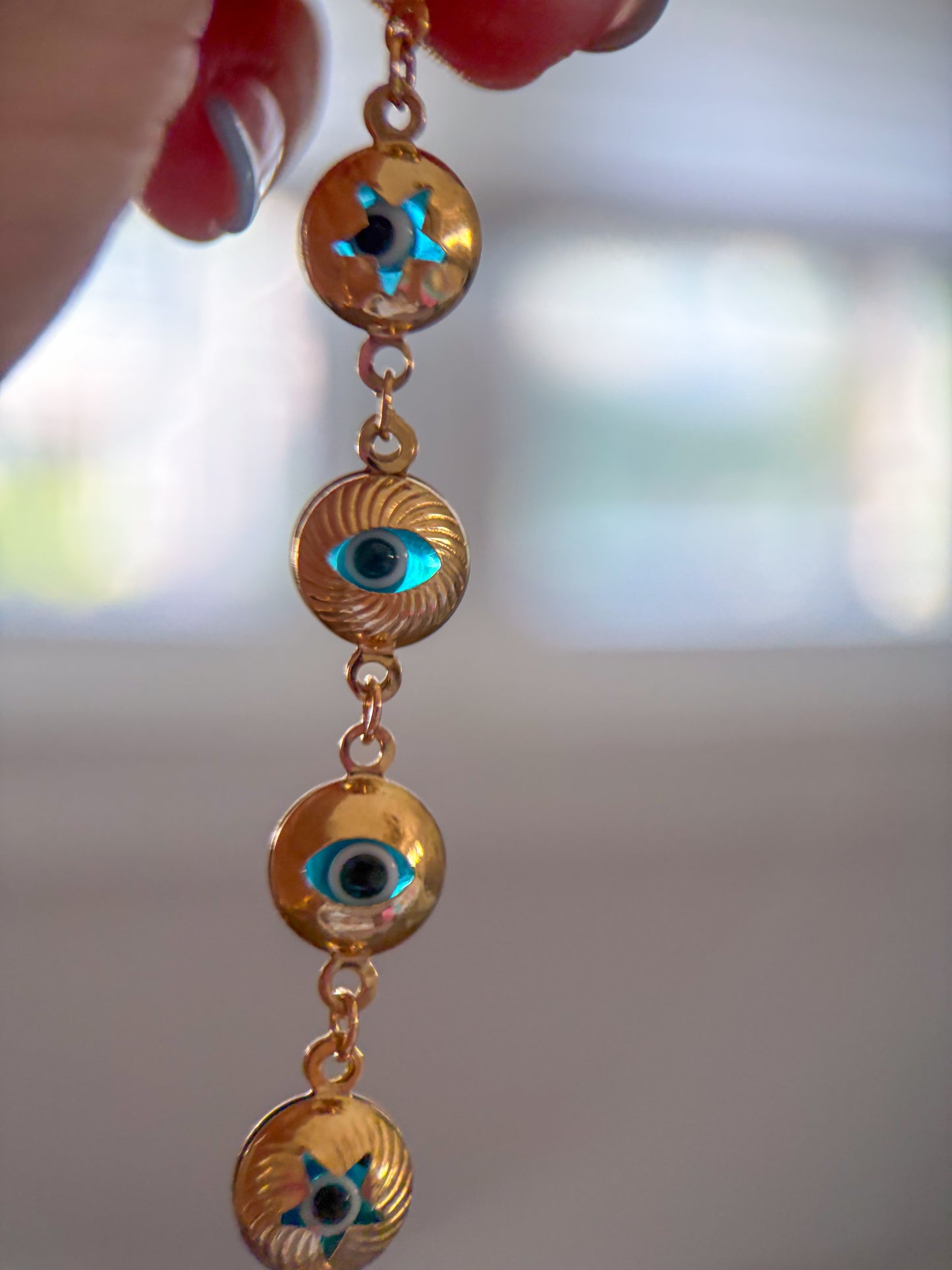 Evil Eye Charms 10k Yellow Gold 7.25 Inch Bracelet