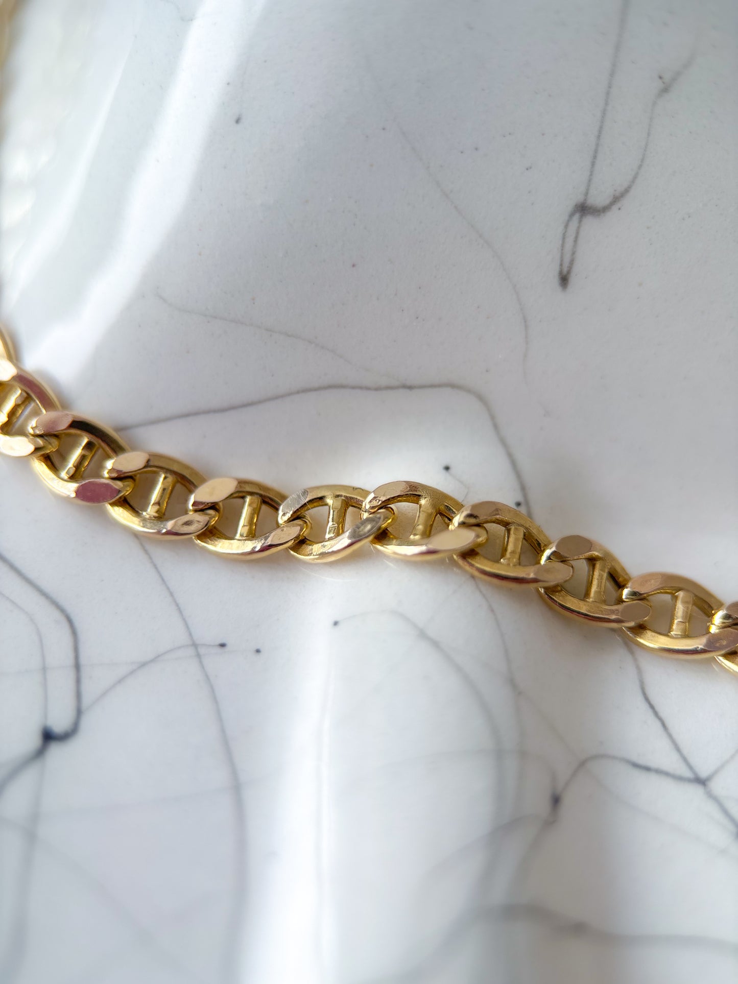 Vintage Mariner 10k Yellow Gold Chain 7.5 Inch Bracelet