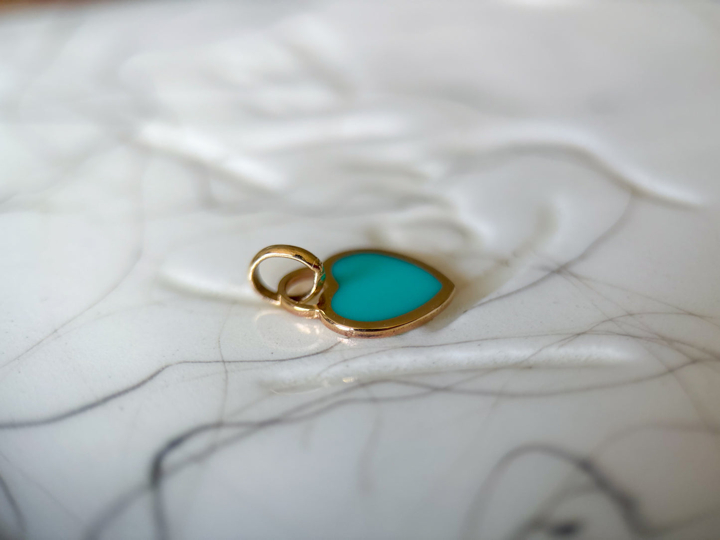 Vintage Turquoise 14k Yellow Gold Heart Charm