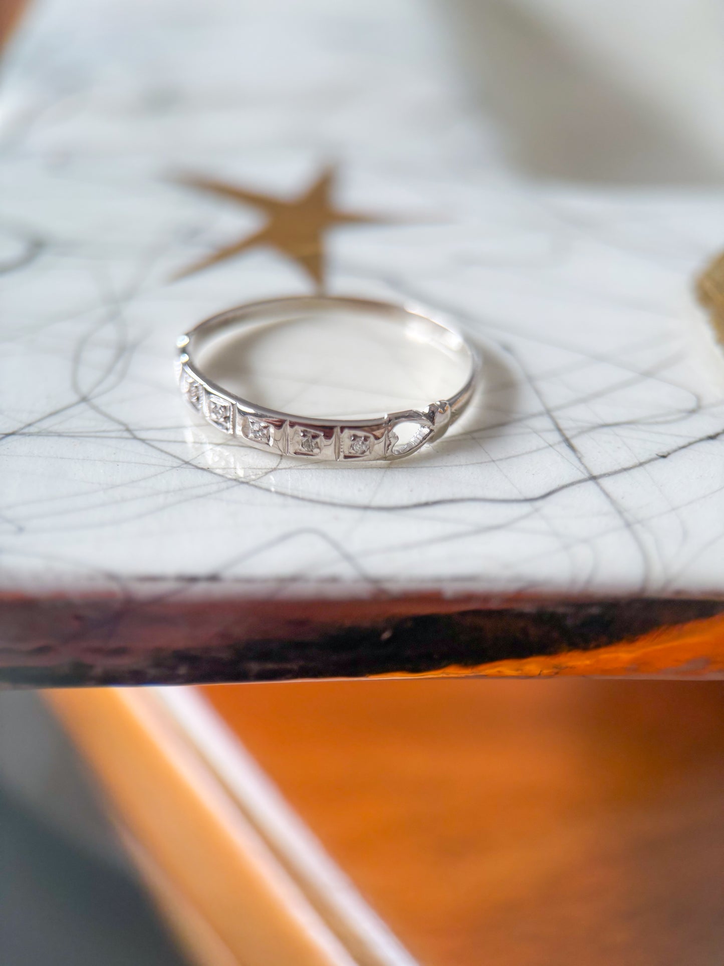 Vintage Natural Diamond 14k White Gold Ring