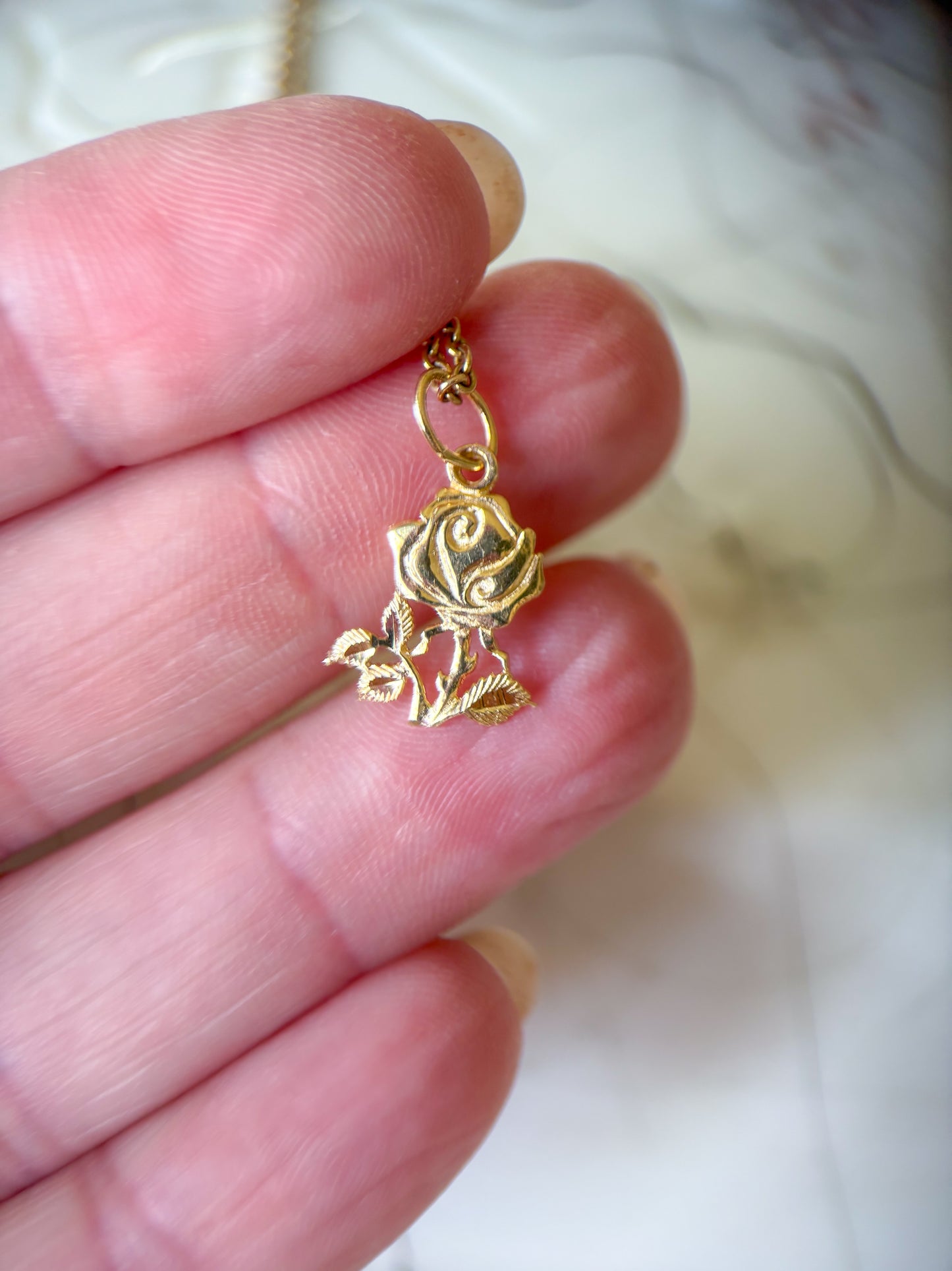 Vintage Rose 14k Yellow Gold Charm