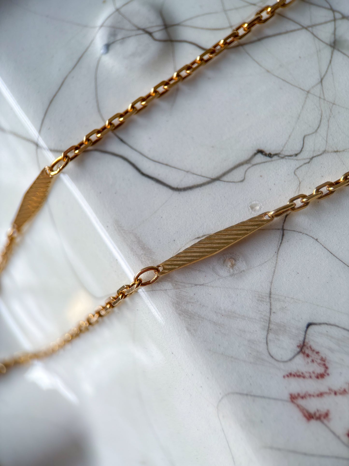 Vintage 18k Yellow Gold Bar Chain 20 Inch Necklace