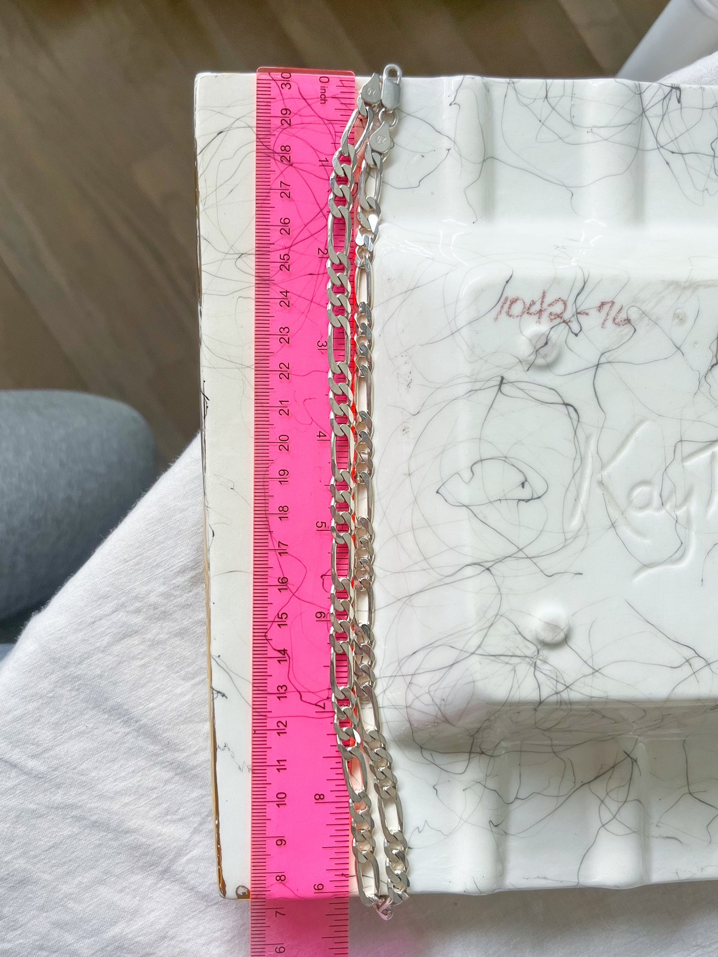 Vintage Figaro Chain Sterling Silver 20 Inch Chain Necklace, circa 1990s