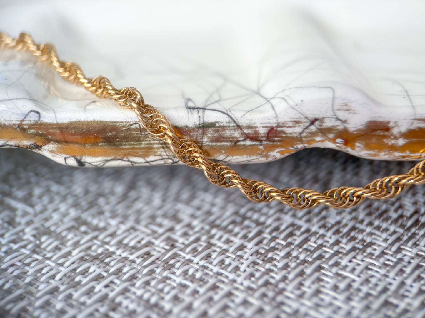 Vintage Open Rope Chain 14k Yellow Gold 25 Inch Chain Necklace