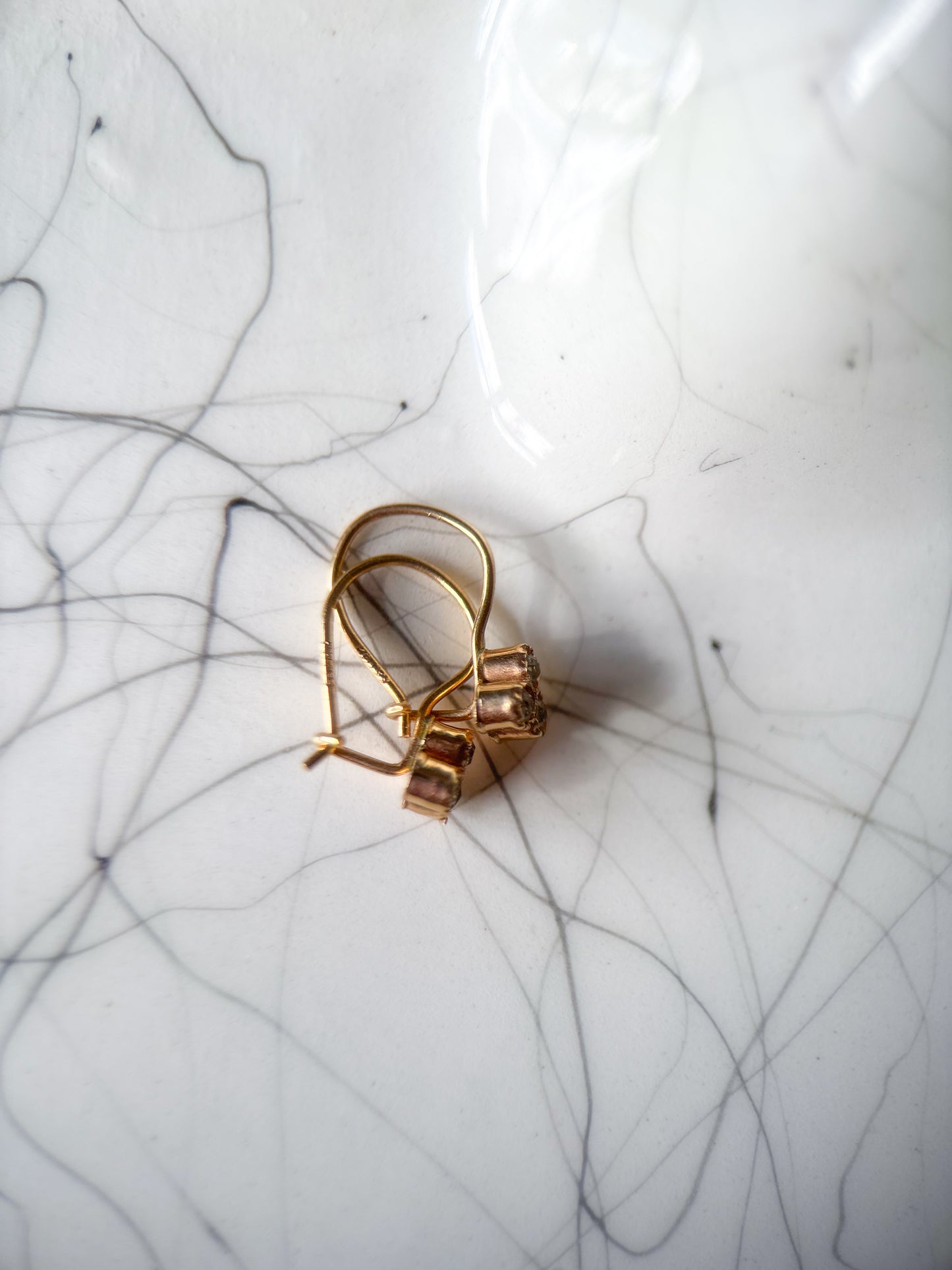 Vintage 14k Yellow Gold Drop CZ Earrings