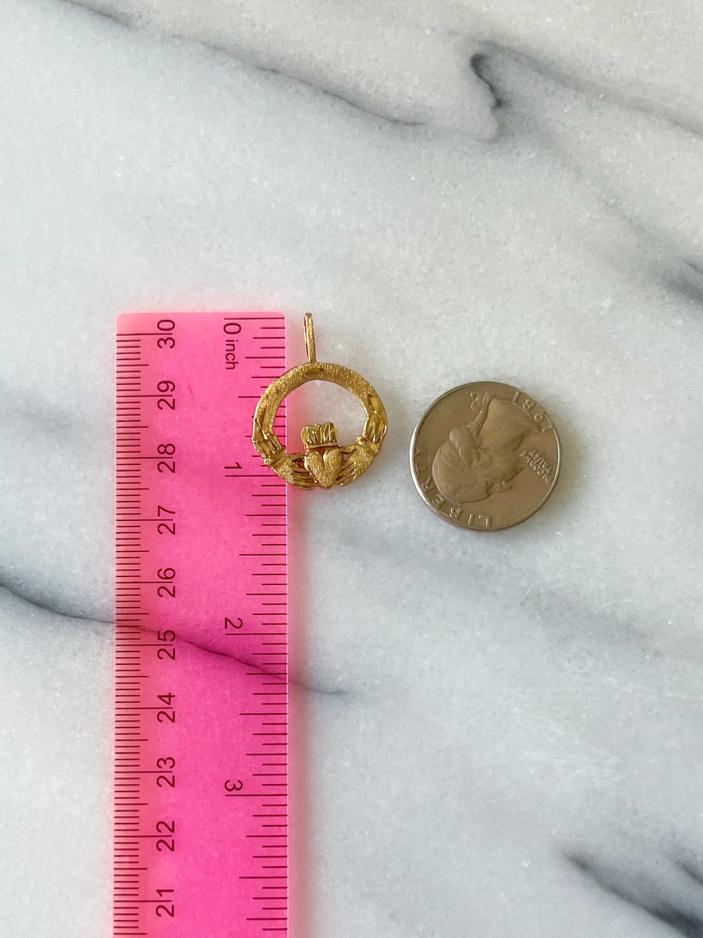 Vintage Claddagh Irish Heart Charm 14k Yellow Gold