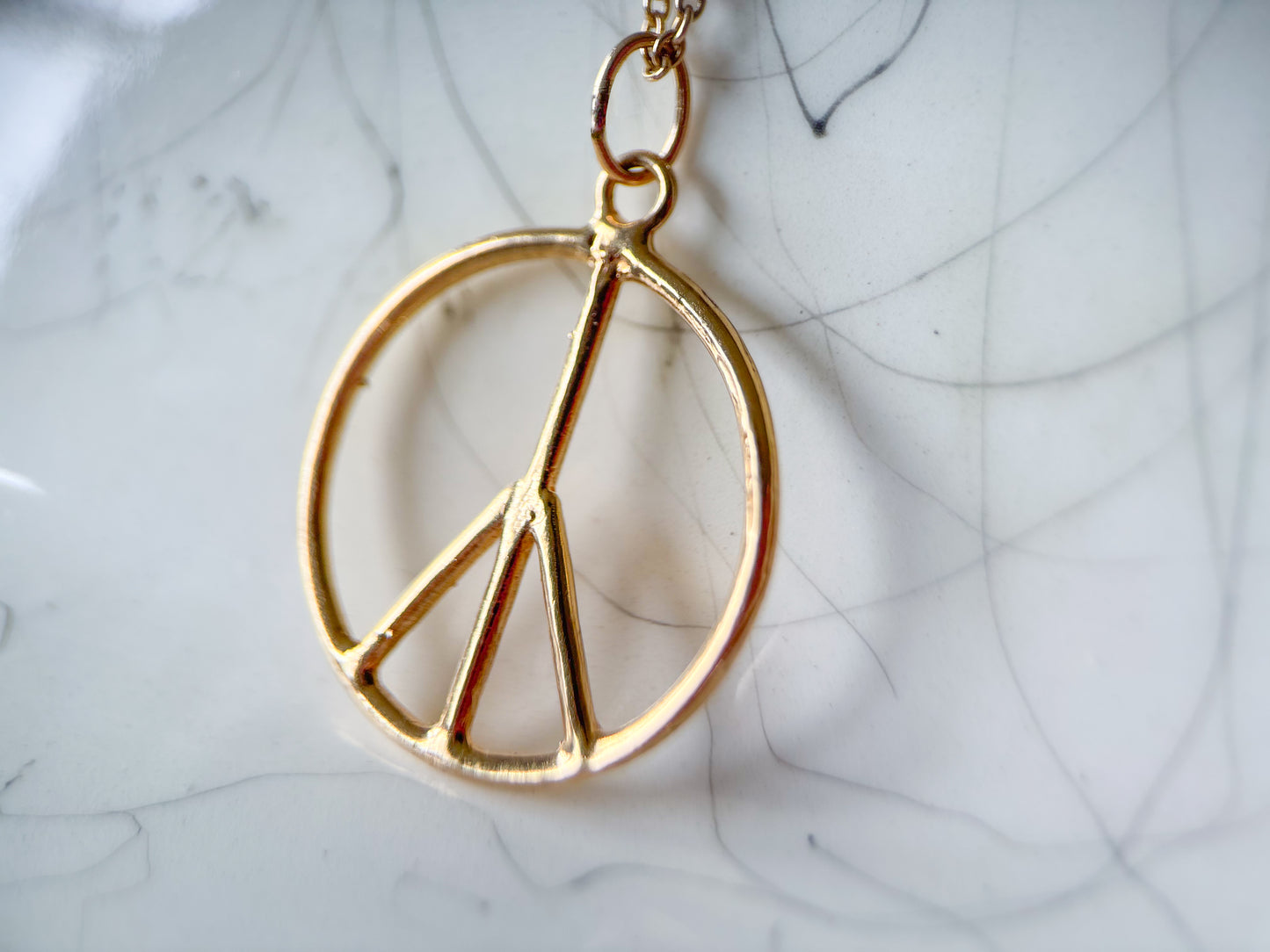 Vintage Peace Sign 14k Yellow Gold Charm
