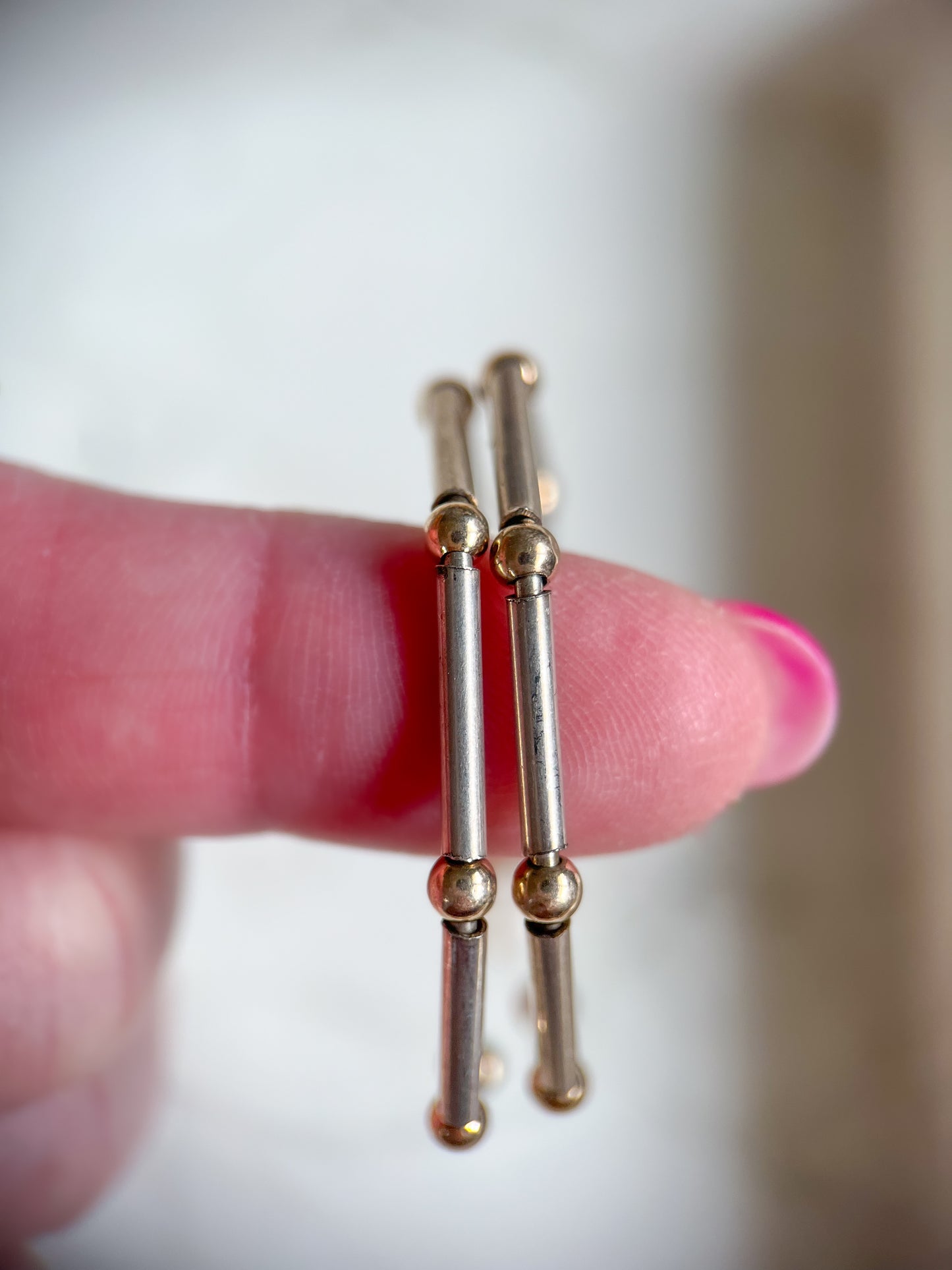 Vintage Sterling Silver Large Hoops with 14k Yellow Gold Balls, Circa 1970s