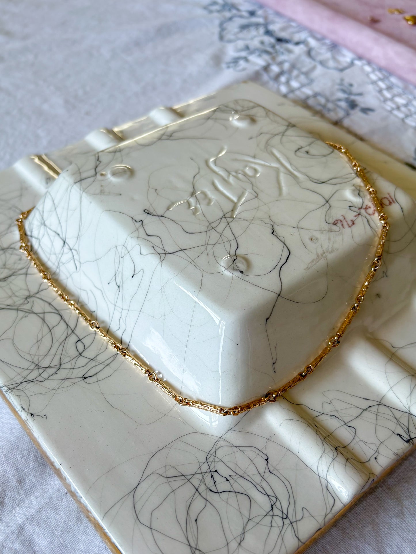 Vintage 14k Yellow Gold Bar Chain 20 Inch Necklace