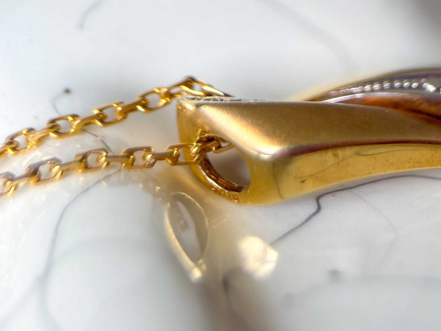 Vintage Diamond Cut 14k Yellow and White Gold Charm Slider