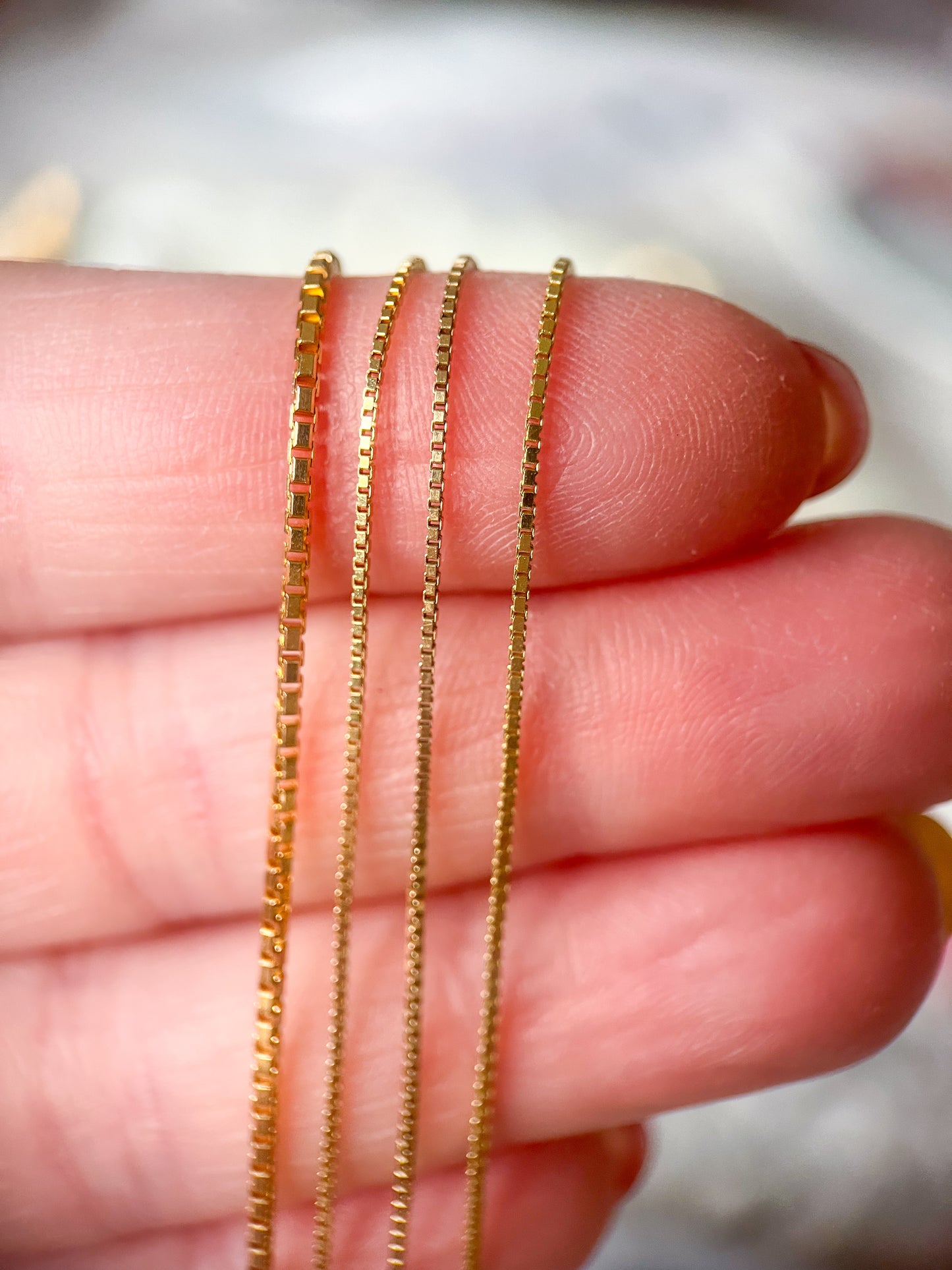 Only 3 left!* Vintage Box Chains 14k Yellow Gold 15, 19, 20 Inch Necklaces