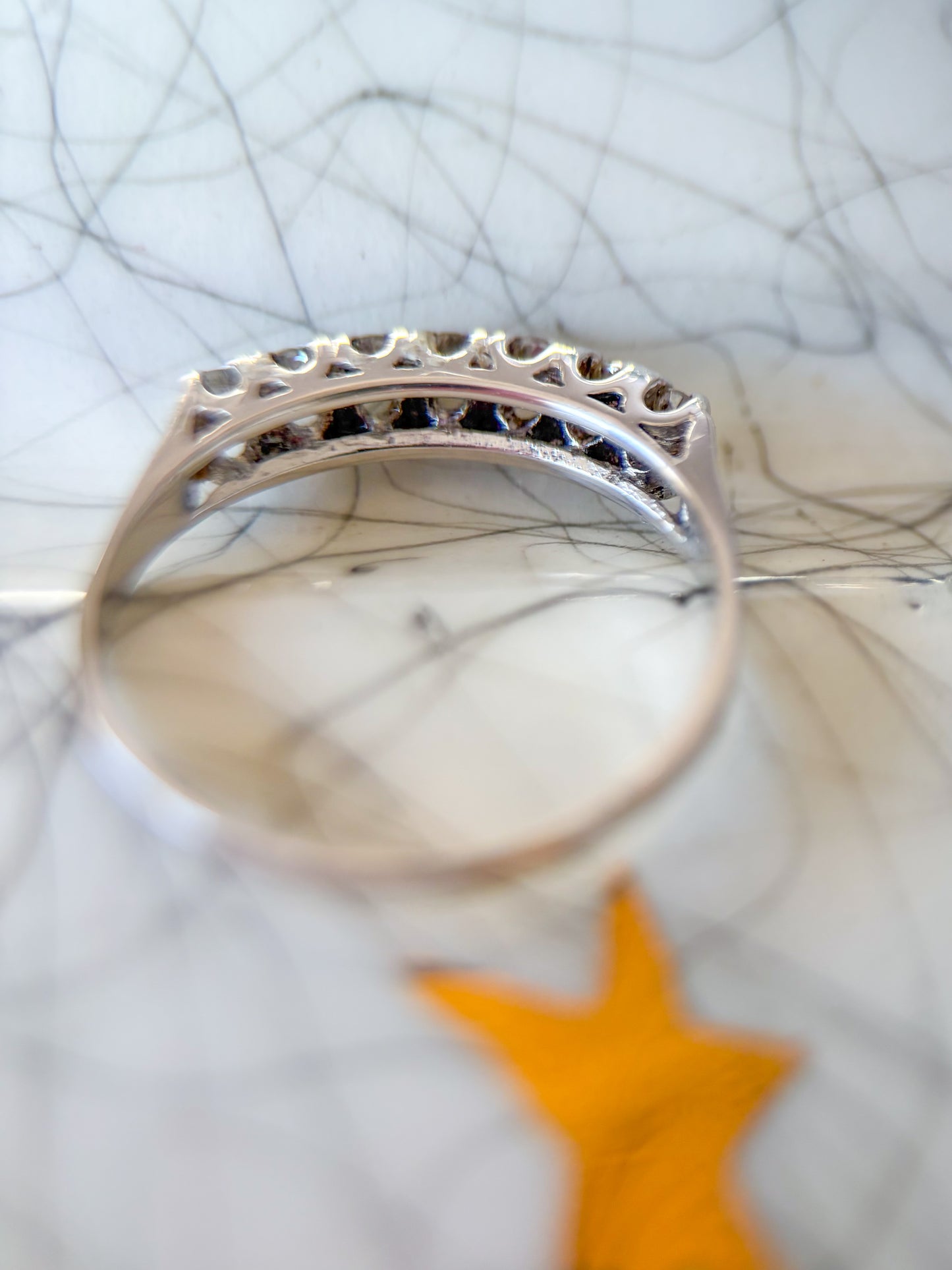 Vintage Natural Round Diamond 14k White Gold Half Band Ring