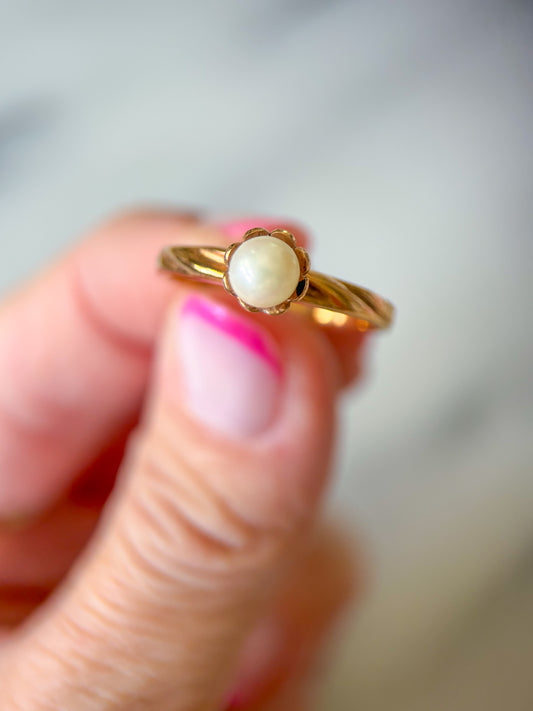 Vintage Natural Pearl 14k Yellow Gold Ring