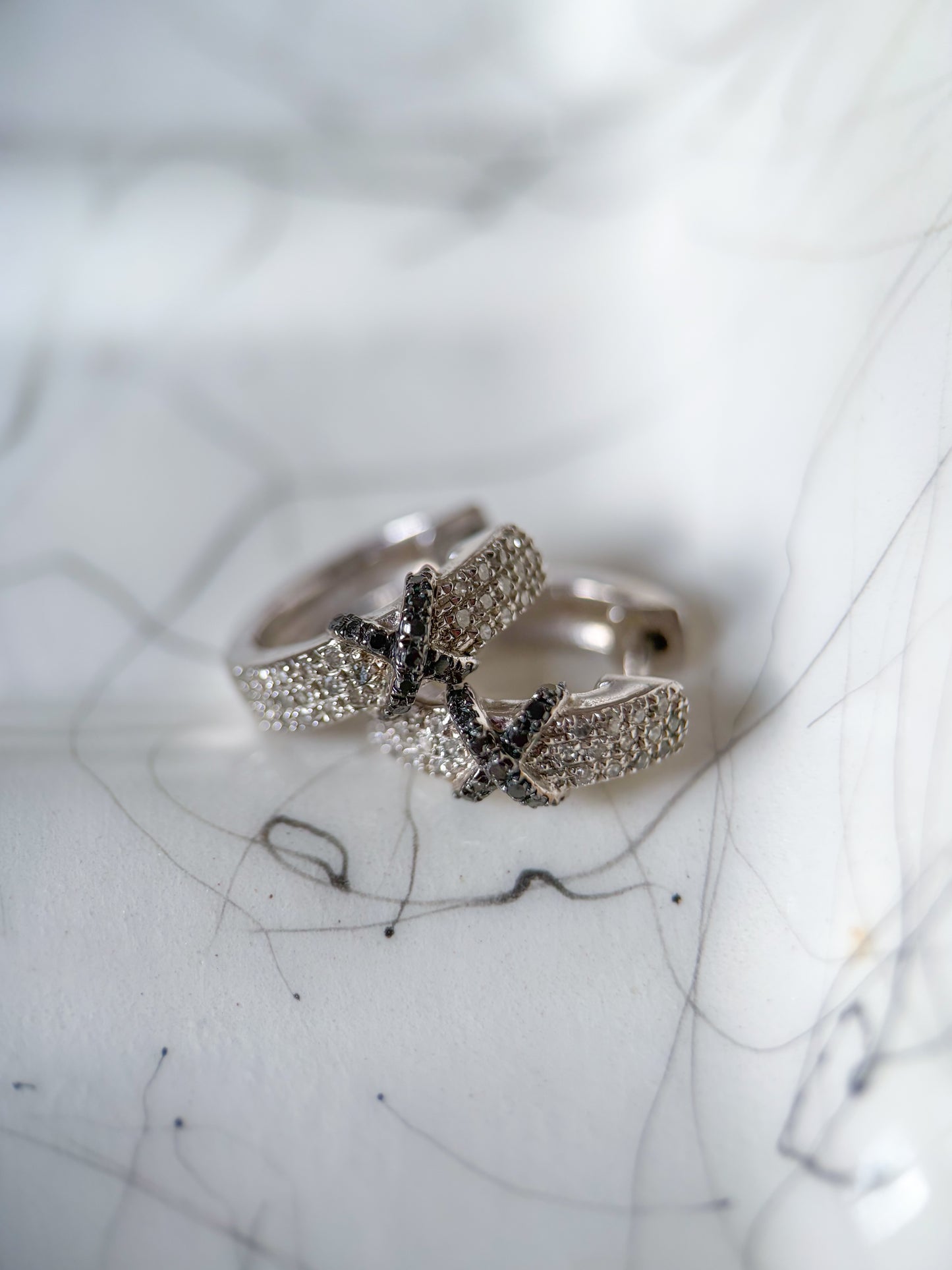 Vintage Sterling Silver Natural Diamond Huggies