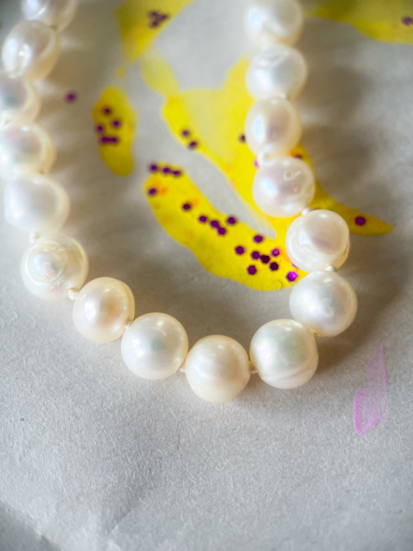 Vintage Pearl 14k Yellow Gold 16 Inch Necklace