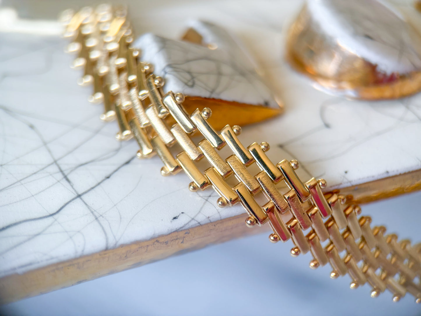 Vintage Thick Link 14k Yellow Gold 17 Inch Chain Necklace