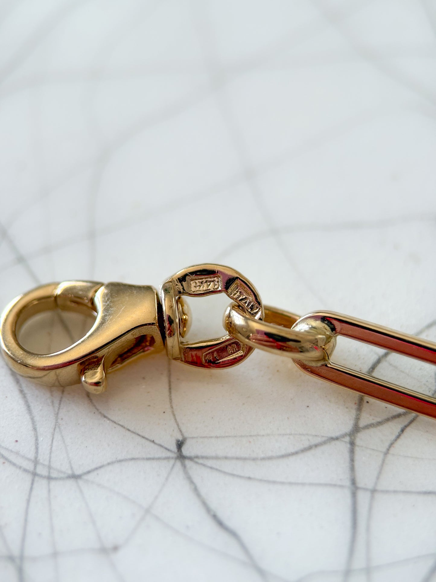 Vintage Paperclip 14k Yellow Gold 7 Inch Bracelet