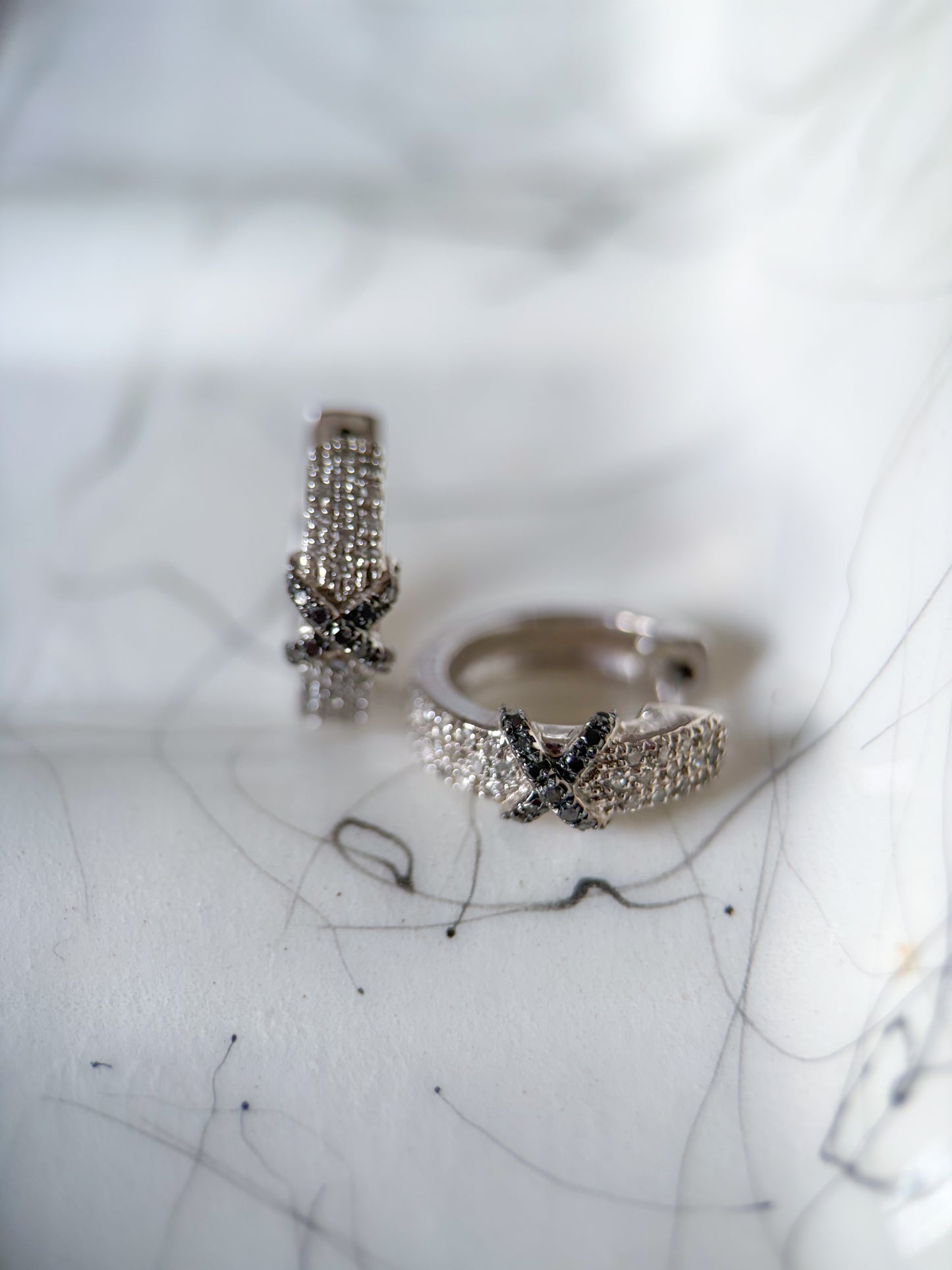 Vintage Sterling Silver Natural Diamond Huggies
