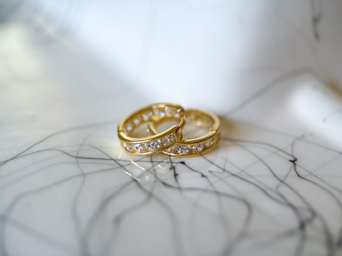 14k Yellow Gold Huggies with CZs - 3 pairs, sold separately