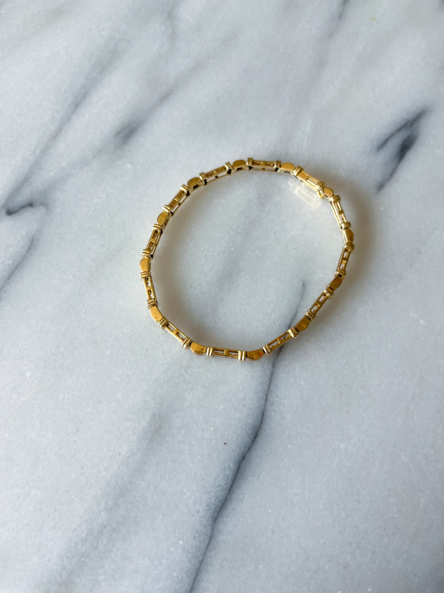Vintage Natural Diamond 14k Yellow Gold 8 Inch Bracelet