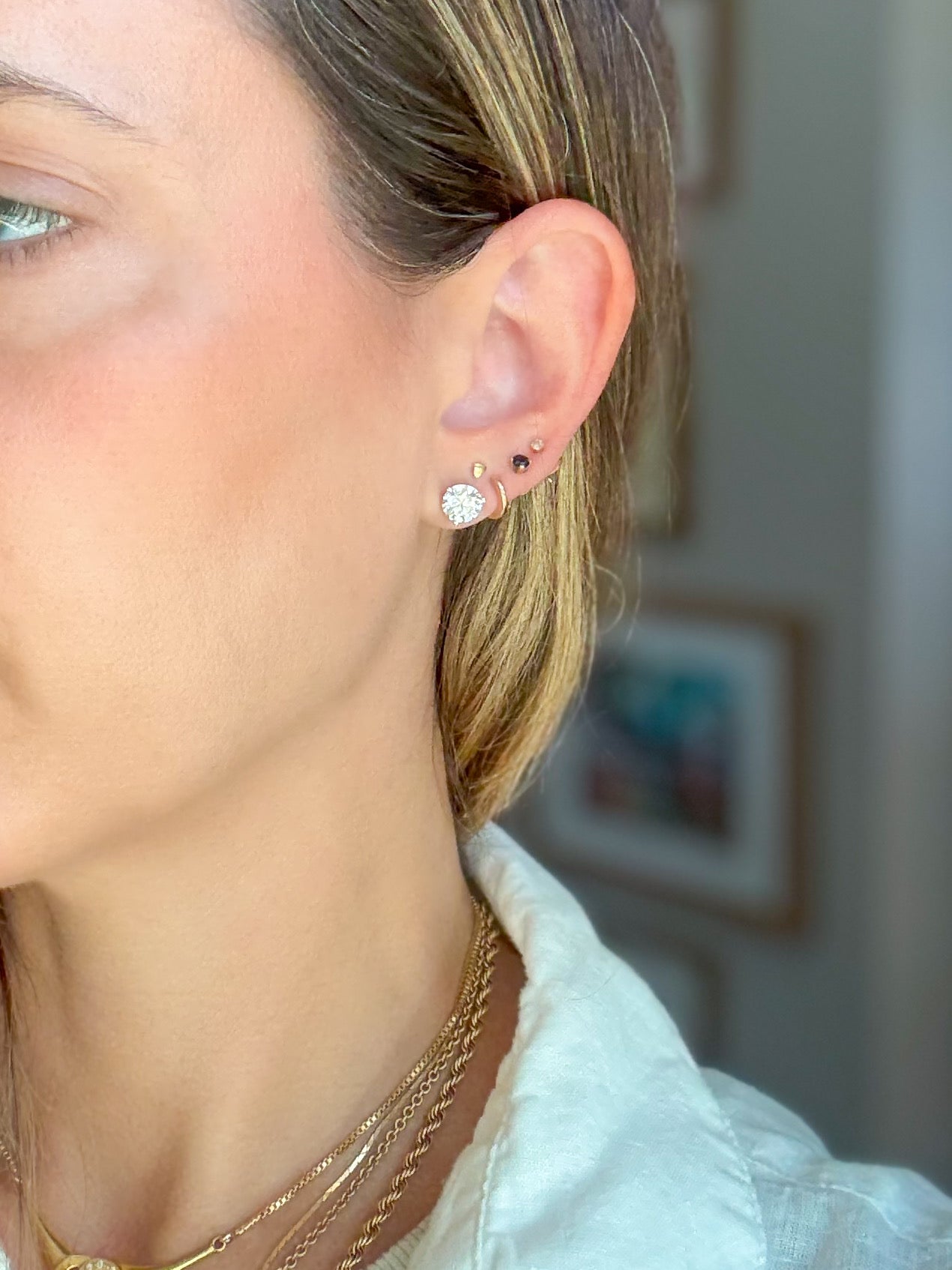 Lab Grown 2.51 Carat Total Weight Round Diamonds 14k White Gold Stud Earrings