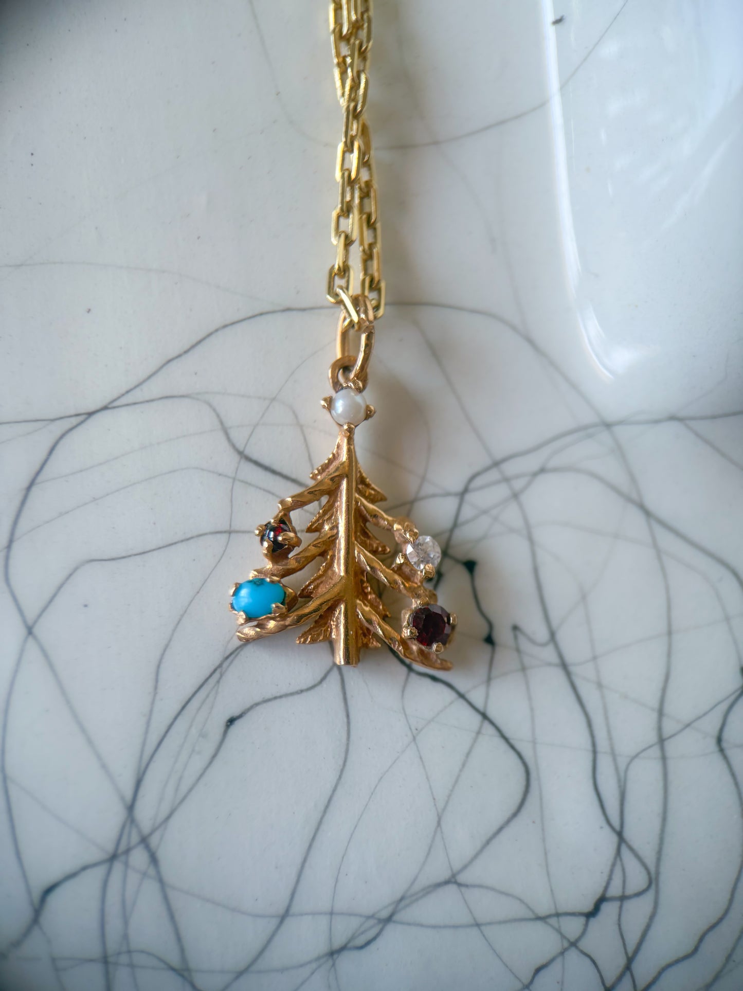 Vintage Christmas Tree 14k Yellow Gold Charm