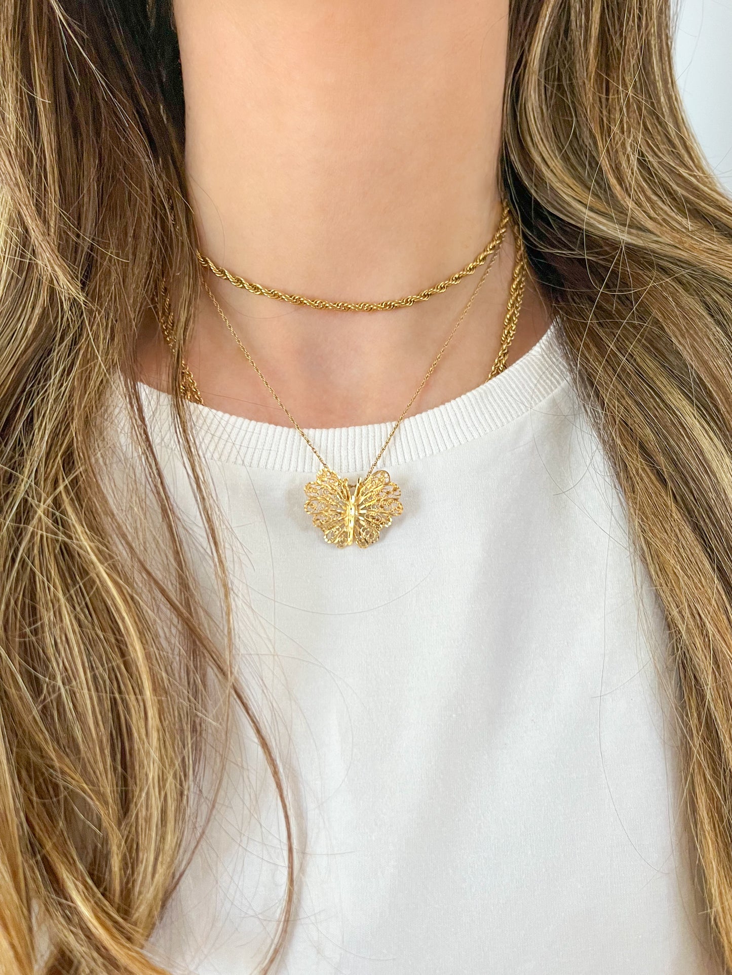 Vintage Butterfly Filigree 14k Yellow Gold Charm