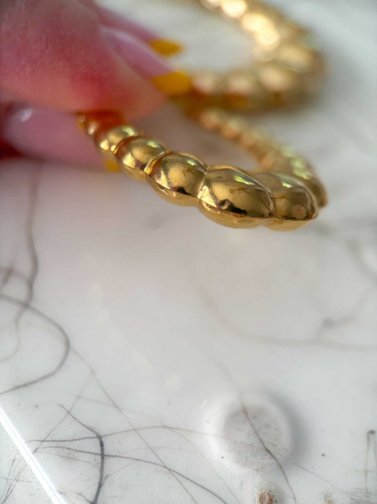 Vintage 14k Yellow Gold Large Scalloped Hoop Earrings