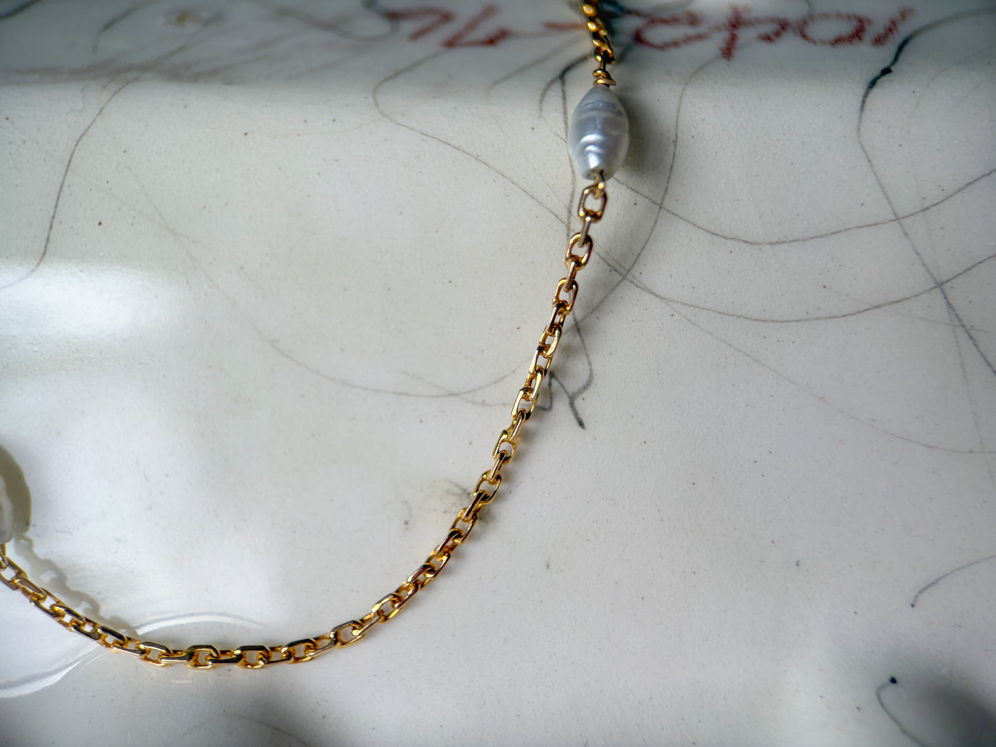 Vintage Natural Pearl 14k Yellow Gold 23 Inch Chain Necklace