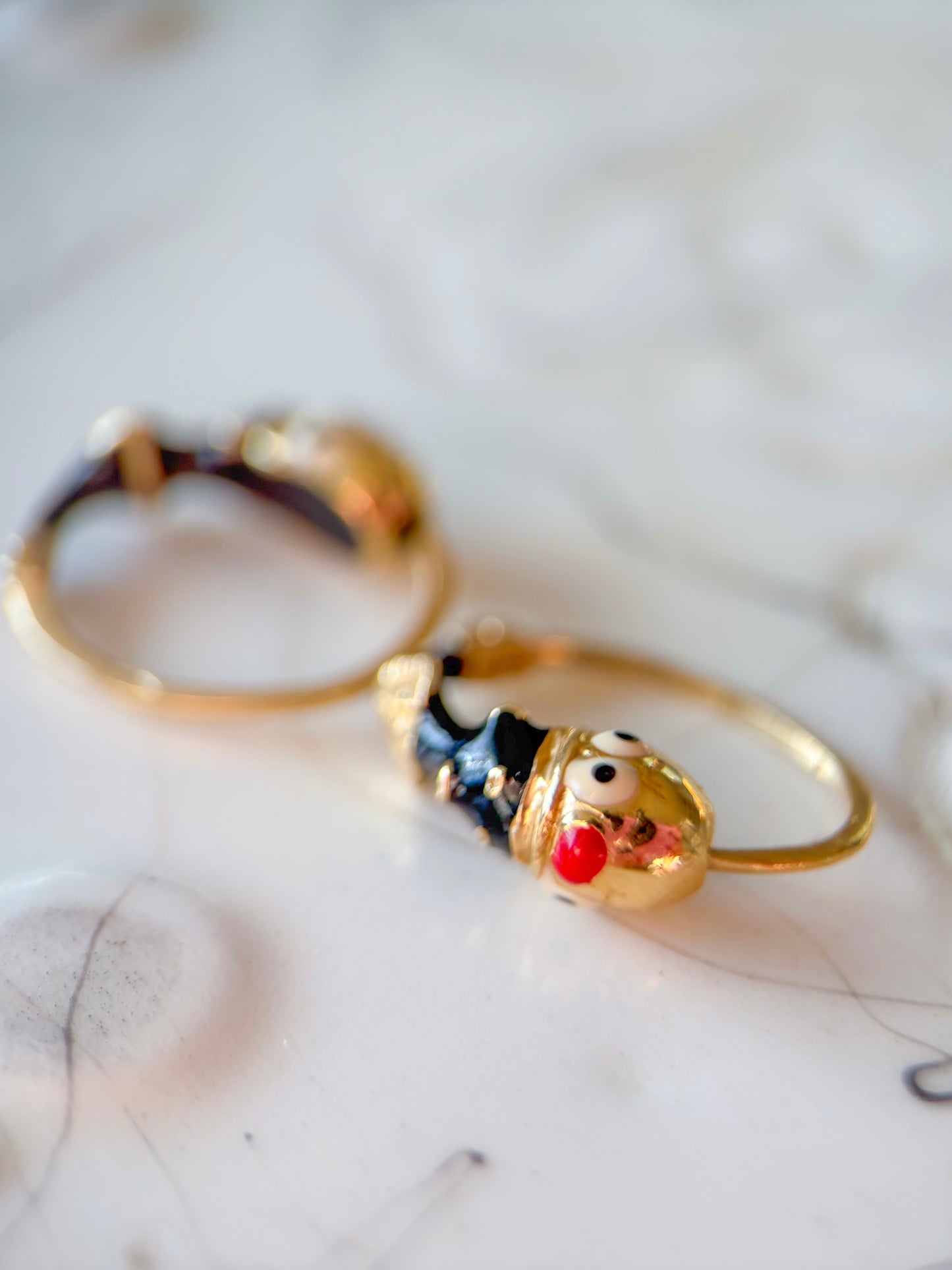 Vintage 14k Yellow Gold Enamel Huggies