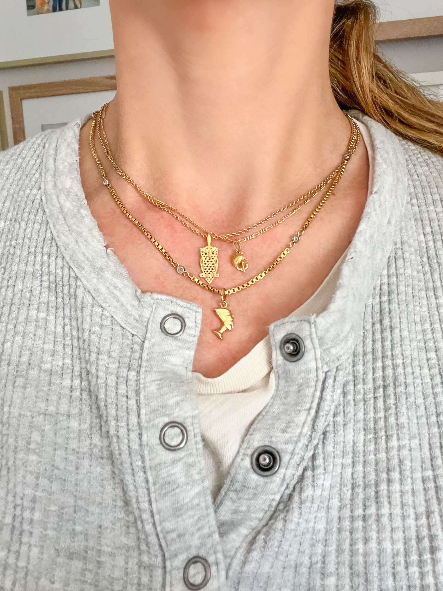 Vintage Small Owl 14k Yellow Gold Charm