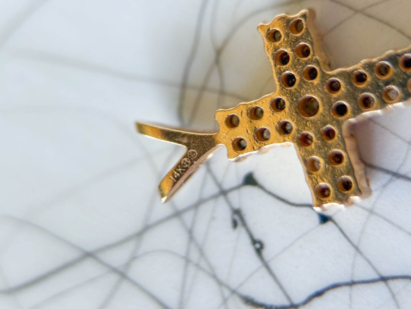 Vintage 14k Natural Diamond Yellow Gold Cross Charms