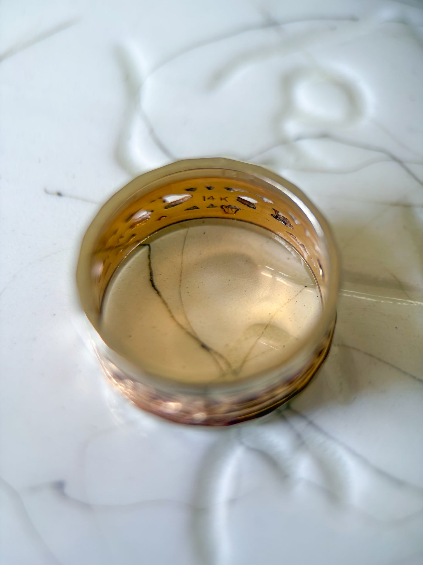 Vintage Two Toned 14k White and Yellow Gold Band Ring, Size 6.5