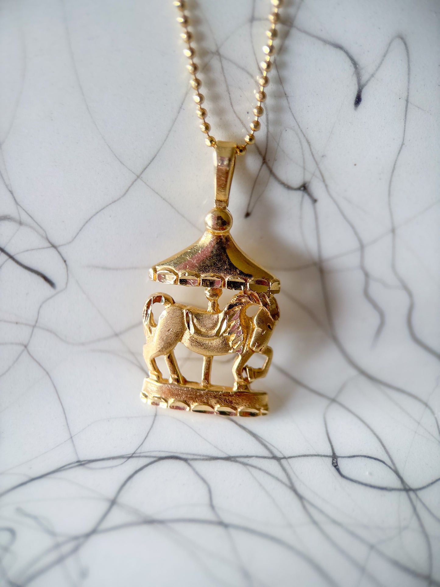 Vintage Carousel 14k Yellow Gold Charm
