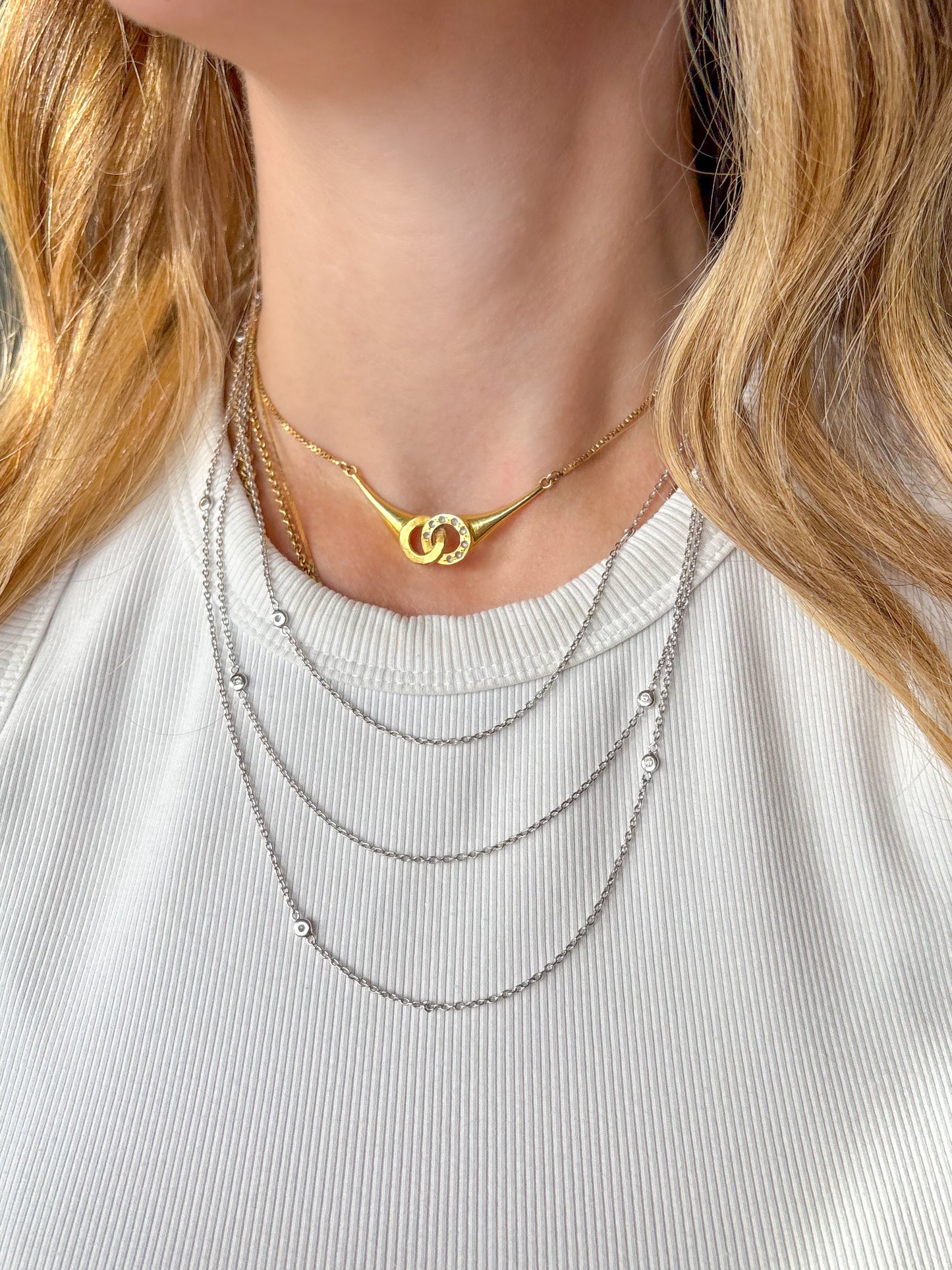 Natural Diamond by the Yard Graduated 14k White Gold Necklace