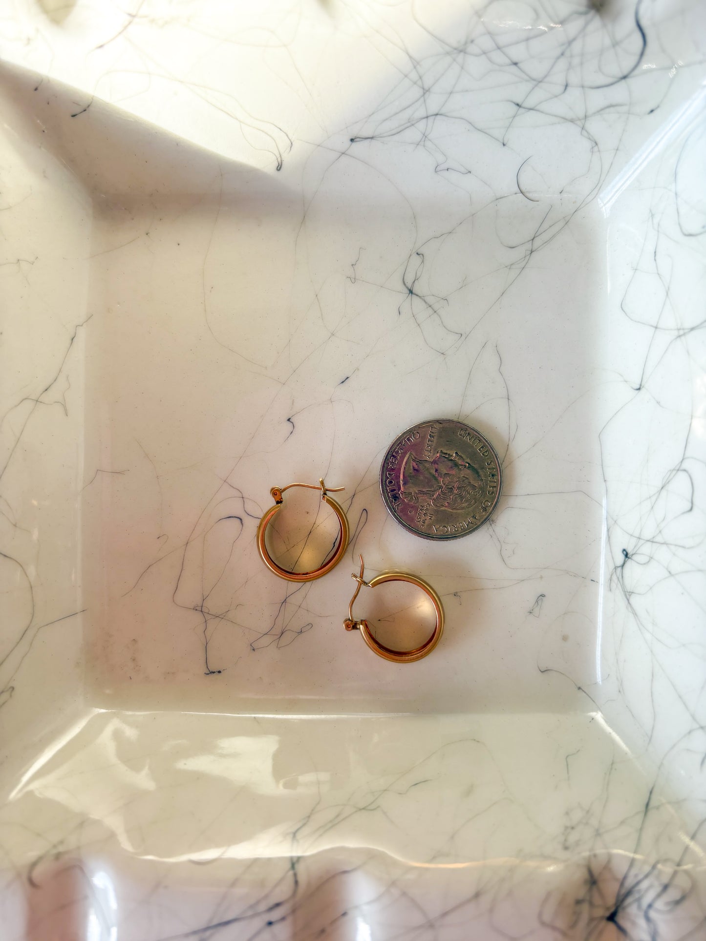 Vintage 14k Yellow Gold Huggies with Star Detailing