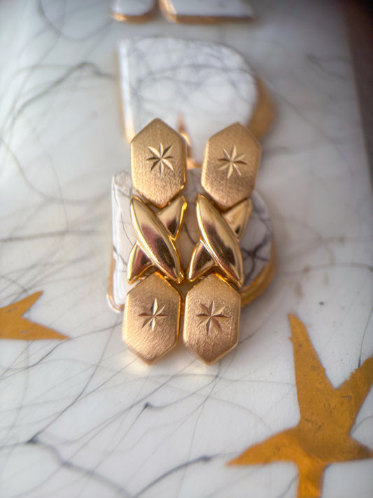 Vintage XOXO Drop 14k Yellow Gold Stud Earrings