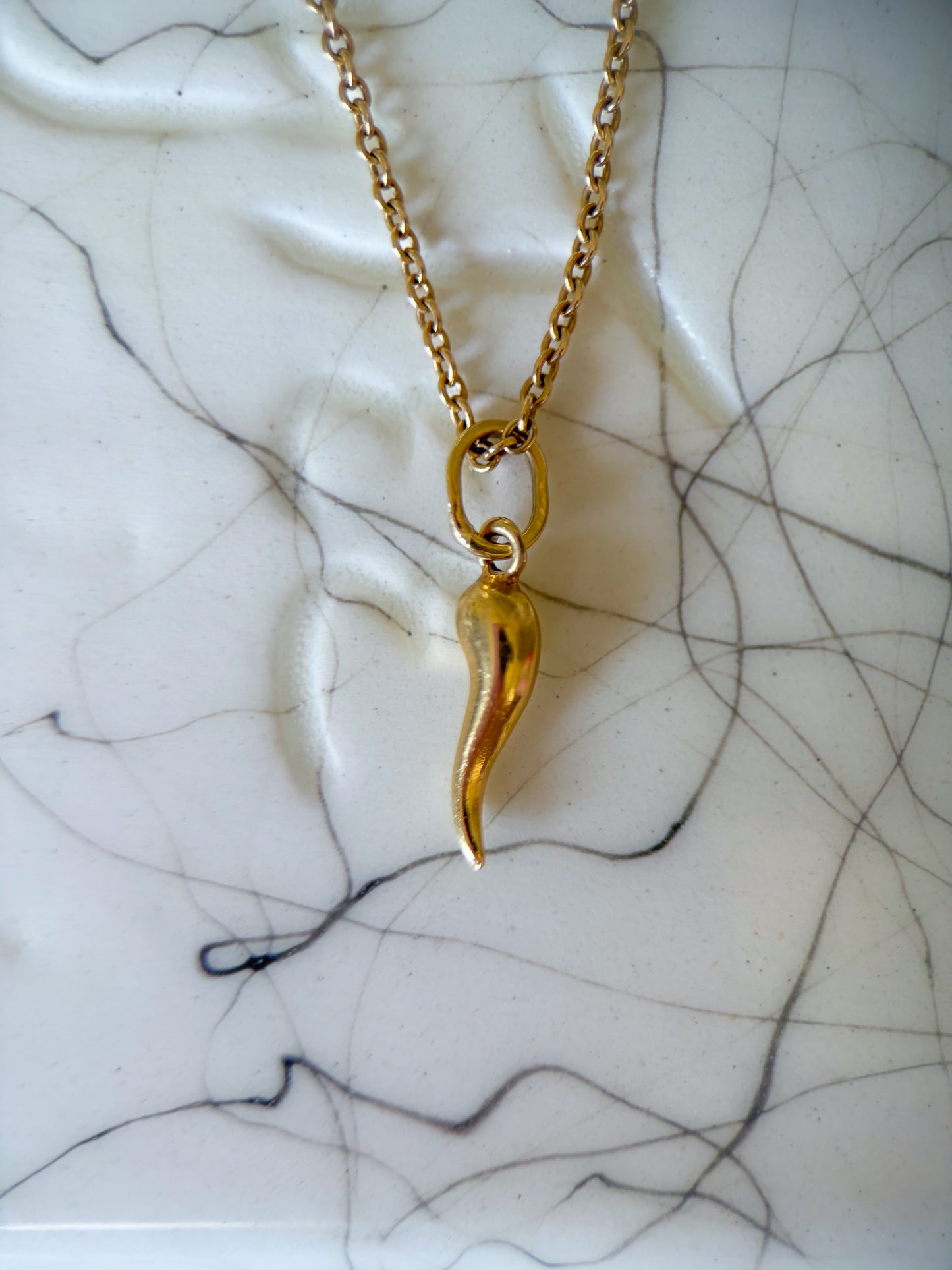Vintage MINI Italian Horn 10k Yellow Gold Charm