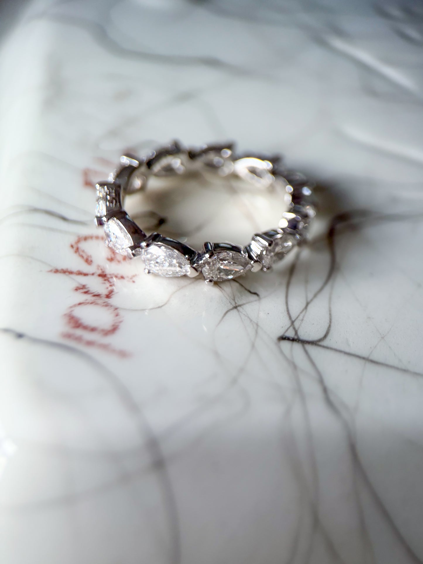 Lab Grown Diamond 14k White Gold Pear Shape 2 Carat Eternity Band