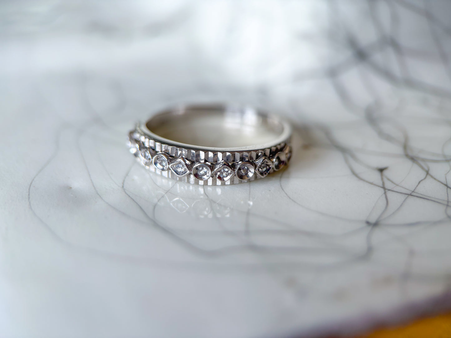 Various Vintage Natural Diamond 18k White Gold Rings