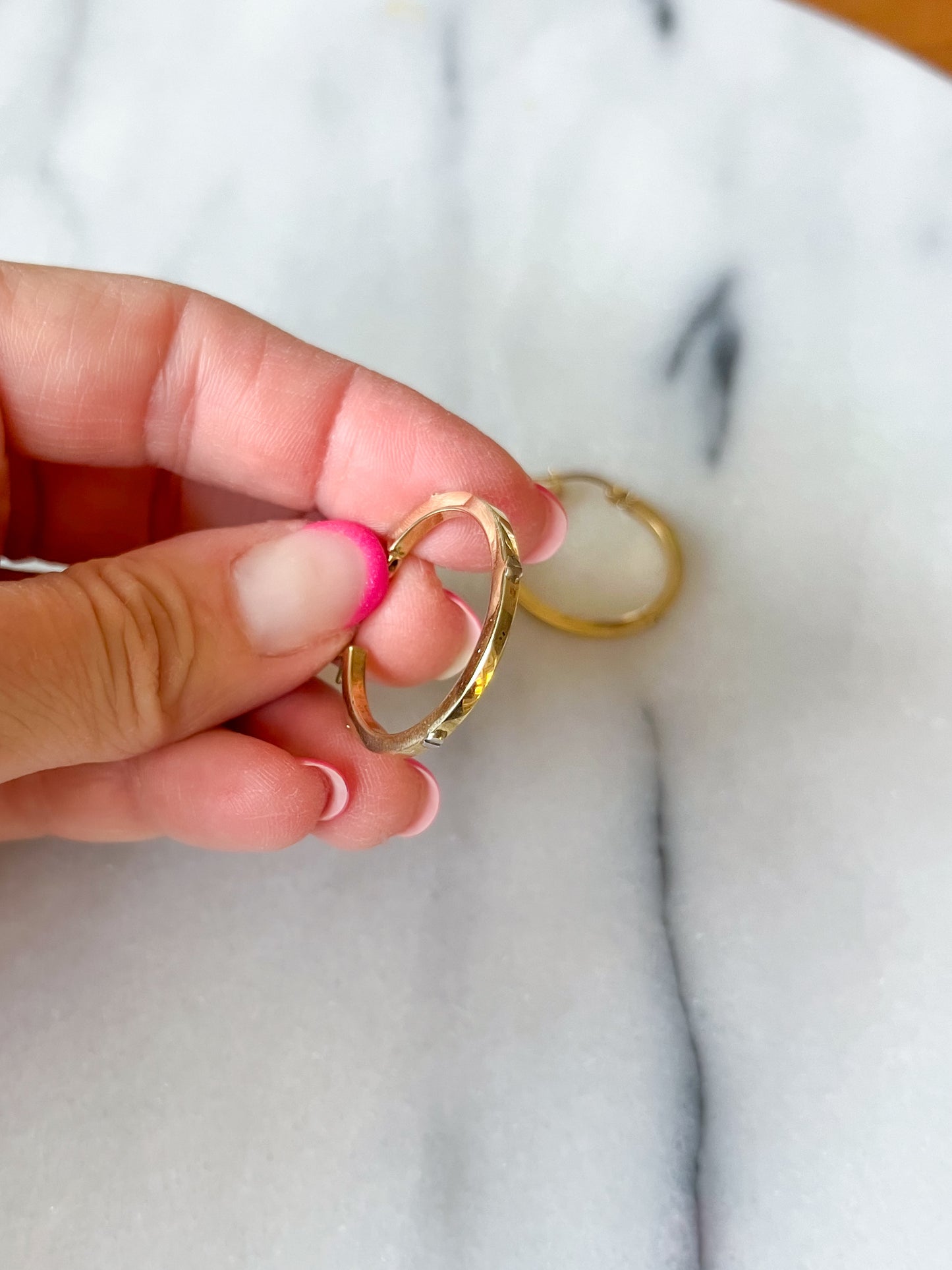 Vintage L0VE Style 10k Yellow Gold Large Thin Hoops