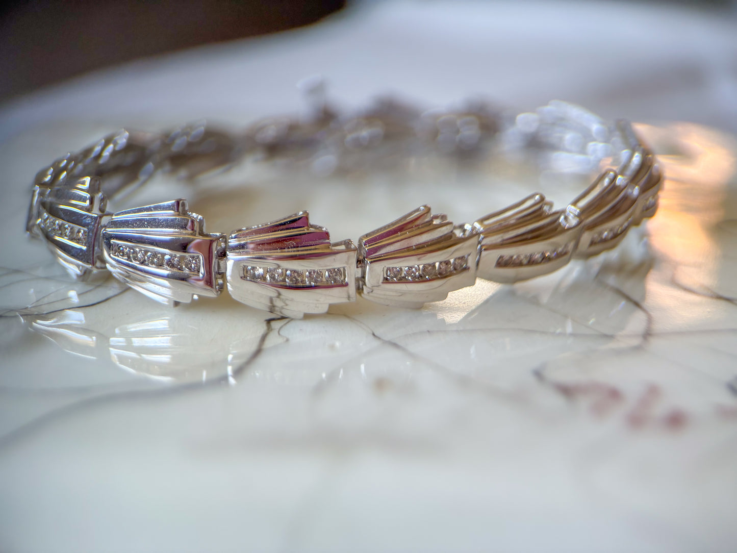 Various Vintage Natural Diamond White Gold Bracelets