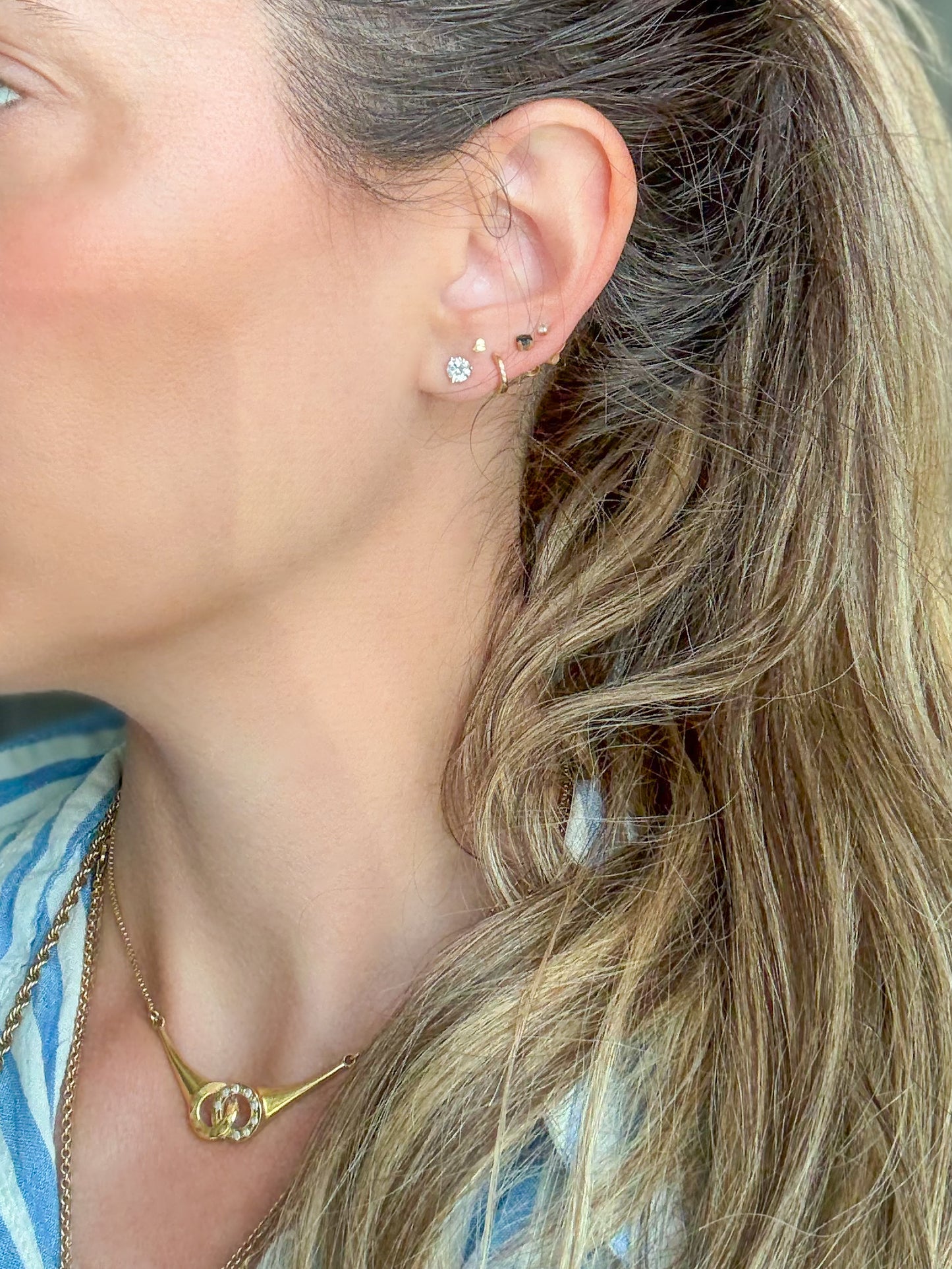 Lab Grown 0.75 Carat Total Weight Round Diamonds 14k White Gold Stud Earrings