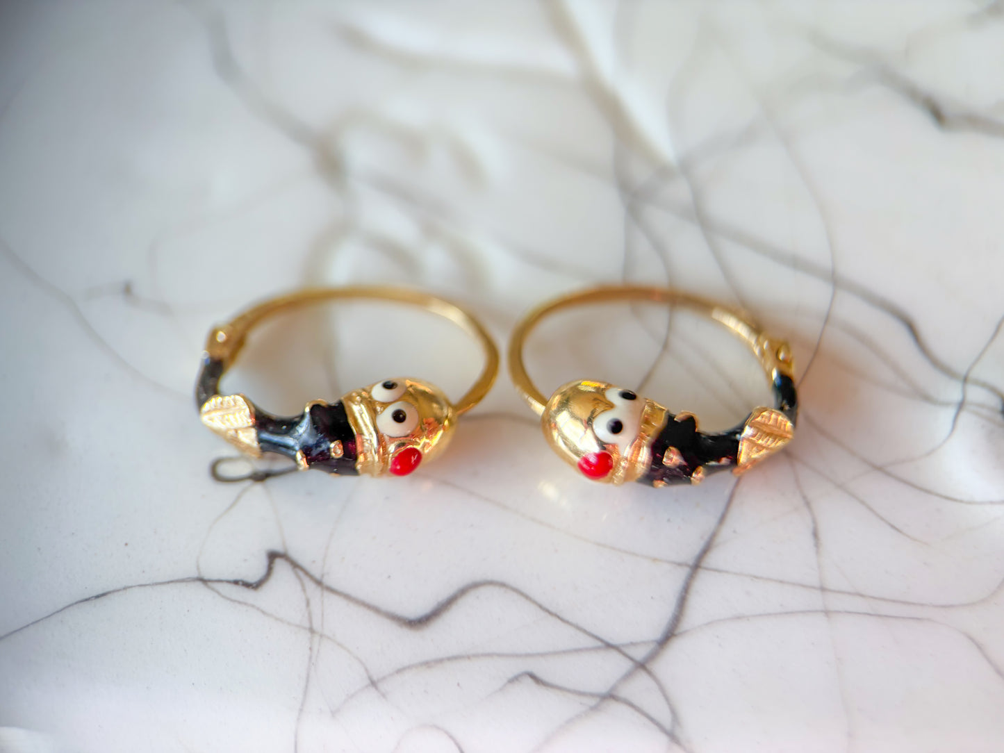 Vintage 14k Yellow Gold Enamel Huggies